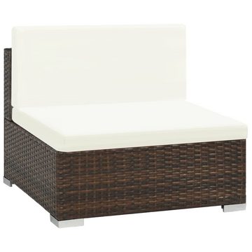 vidaXL Gartenlounge-Set 6-tlg. Garten-Lounge-Set mit Auflagen Poly Rattan Braun, (6-tlg)