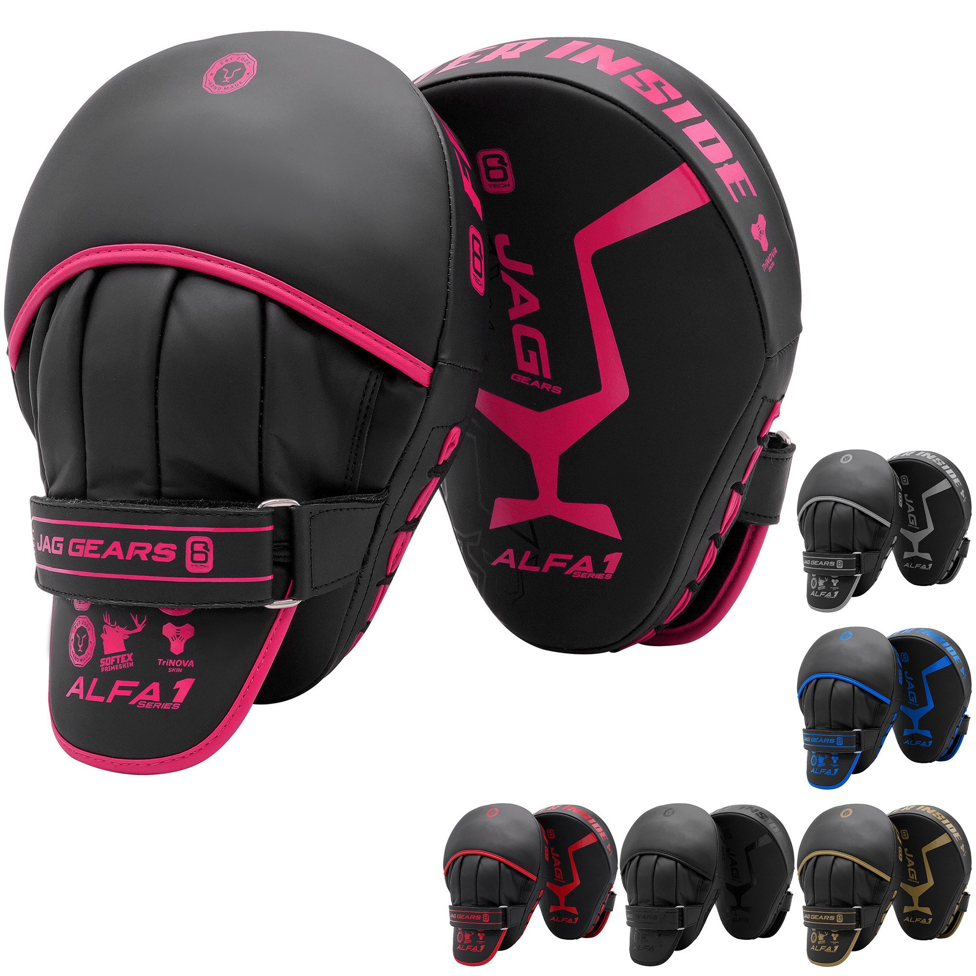 JAG GEARS Pratze Handpratzen Boxpads Schlagpolster MMA Kickboxen Muay Thai, Focus Mitts, Hochwertiges Leder, hochdichte Polsterung und ergonomischer Griff