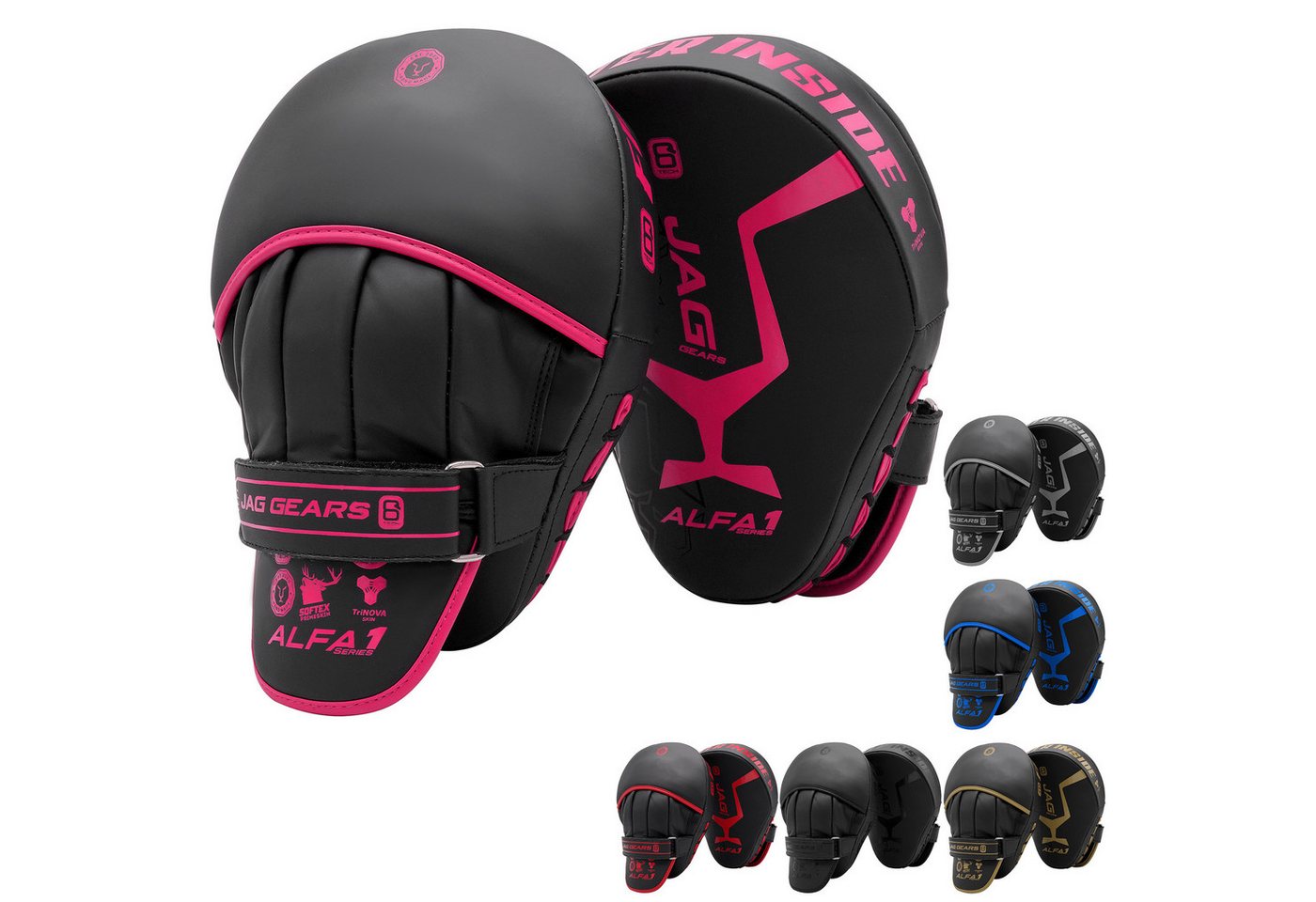 JAG GEARS Pratze Handpratzen Boxpads Schlagpolster MMA Kickboxen Muay Thai, Focus Mitts, Hochwertiges Leder, hochdichte Polsterung und ergonomischer Griff