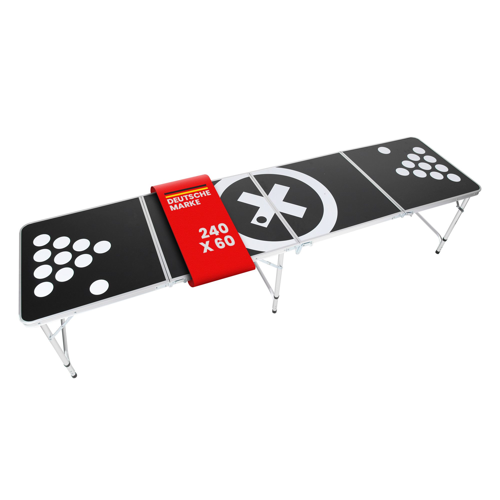 Bestlivings Spieltisch Bierpong-Tisch aus Aluminium 240x60x70cm, faltbar, höhenverstellbar, nur 9kg, langlebig, stabil, Out- & Indoor