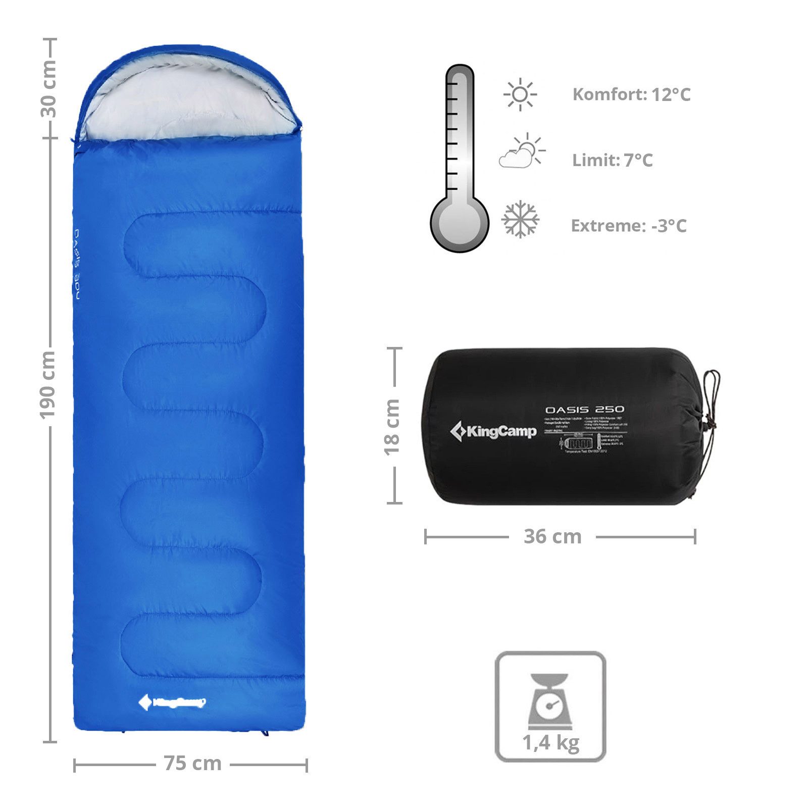 KingCamp Deckenschlafsack Decken Schlafsack Oasis 250 günstig online kaufen