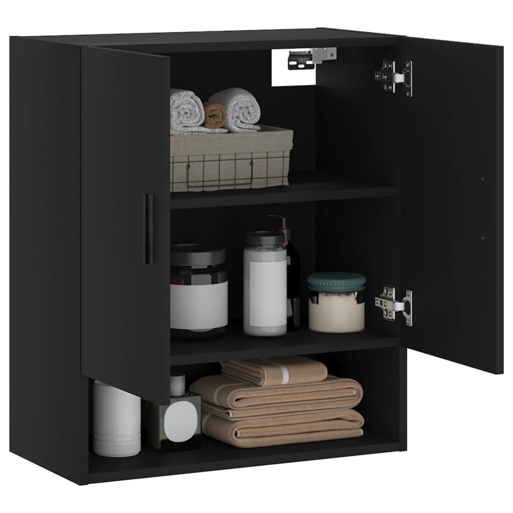 vidaXL cm Fächerschrank Holzwerkstoff Schwarz 60x31x70 Wandschrank (1-St)