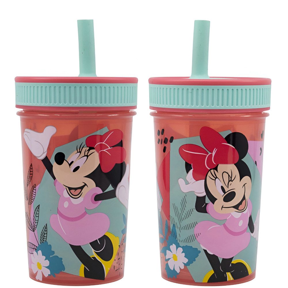 Becher Disney Minnie Maus Kinder Trinkbecher integriertem Halm 465 ml