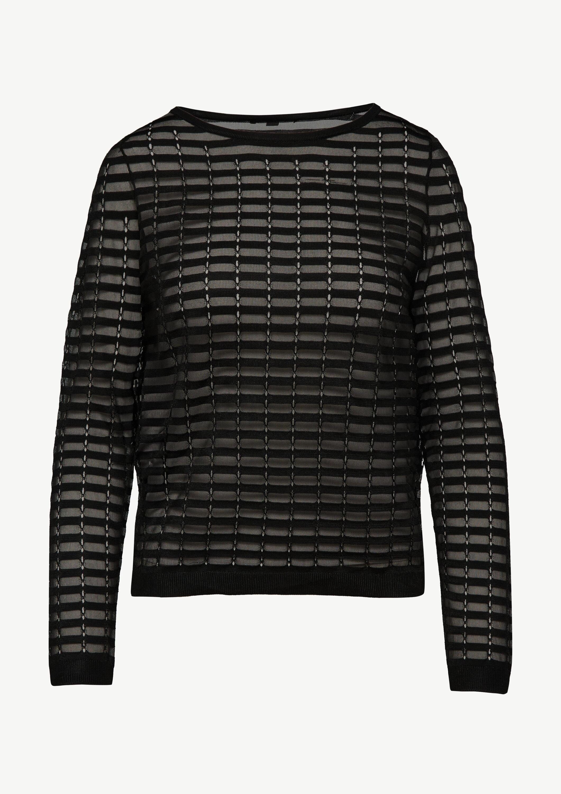 comma Longpullover Strickpullover Feiner Strickpullover mit Transparenz-Effekt