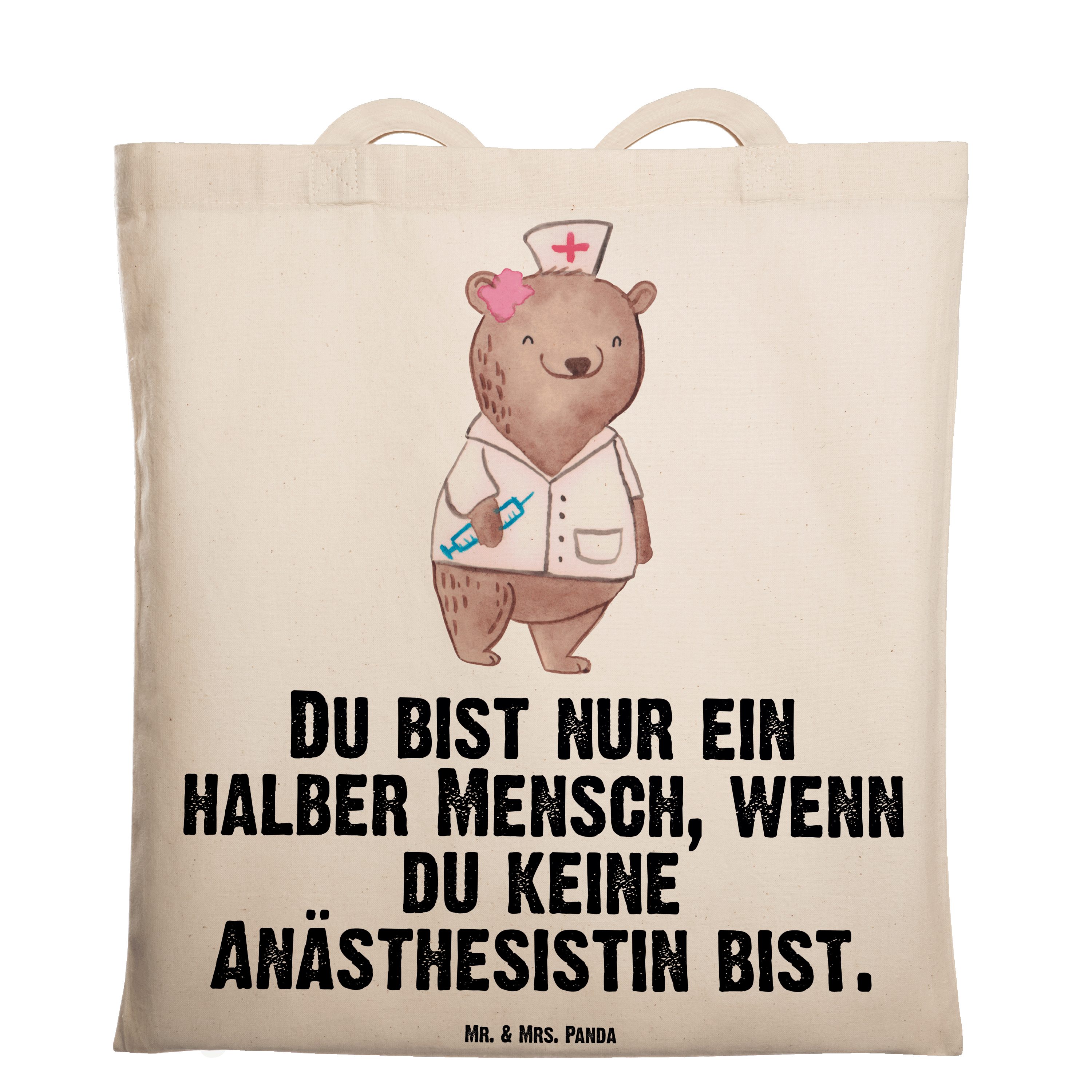 Mr. & Mrs. Panda Tragetasche Anästhesistin mit Herz - Transparent - Geschenk, Einkaufstasche, Firm (1-tlg)