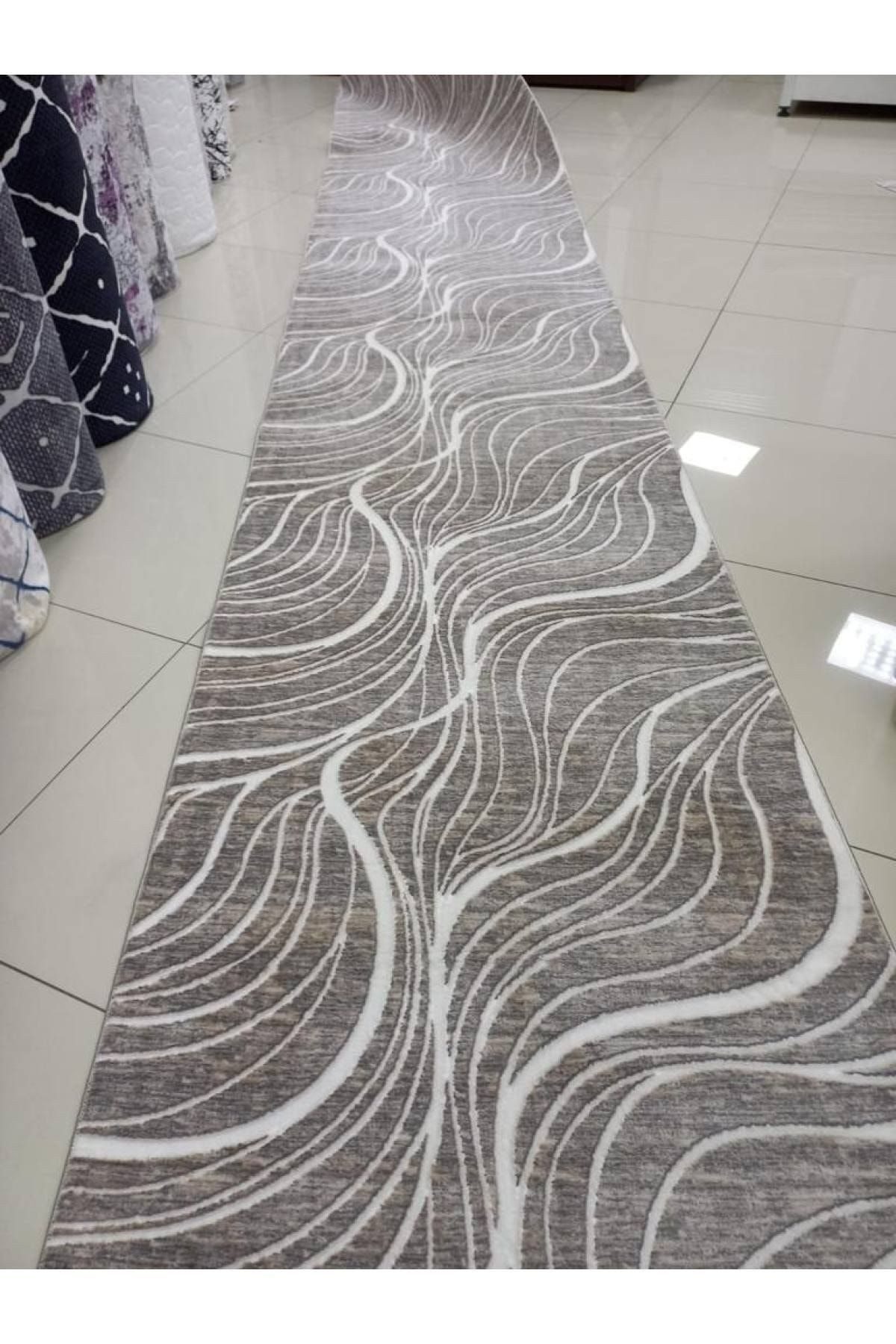 en.casa Läufer, rechteckig, rutschhemmend, waschbar, 7 mm Flor, grau 88785241