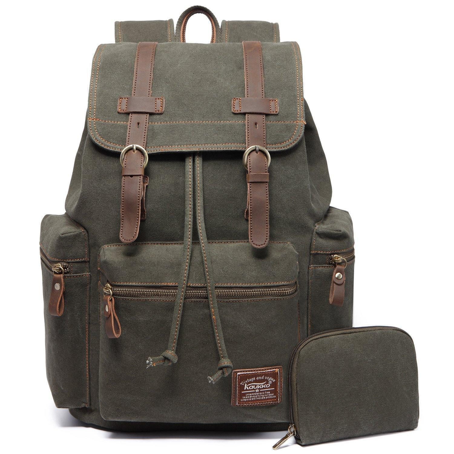 LuxusKollektion Daypack Rucksack Vintage Canvas Grün One Size