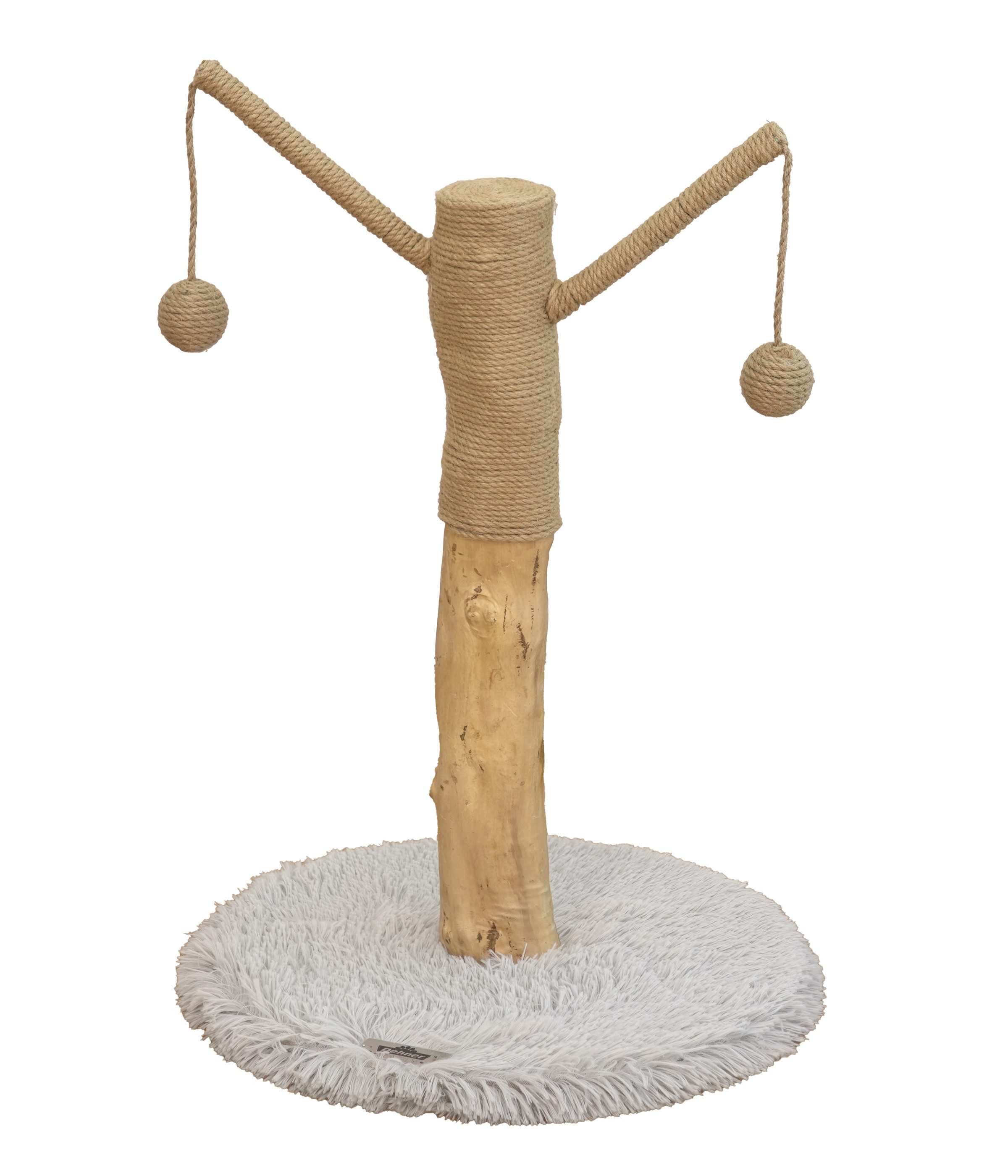 Dehner Kratzbaum Lovely Baumstamm, 80 x 45 x 45 cm, Holz / Plüsch / Sisal, stabiler Spielbaum mit Sisal-Kratzstamm und kuscheligem Standfuß