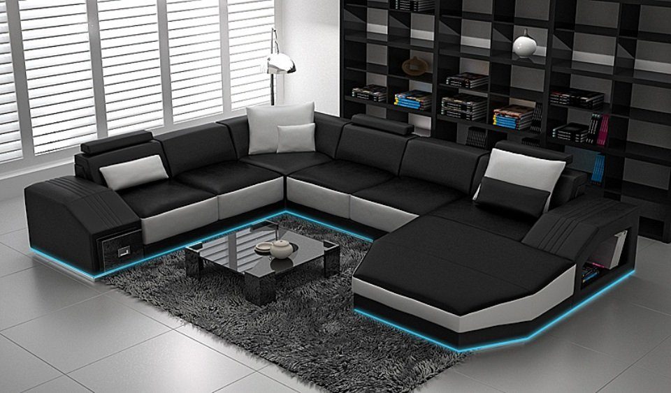 Ecksofa Modern Wohnlandschaft U-Form JVmoebel Ecksofa, Ledersofa Sofa Design Couch