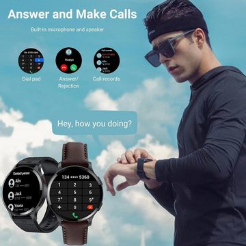 HOAIYO Smartwatch (1,5 Zoll, Andriod iOS), Herren mit Fitnessuhr Armbanduhren Sportuhr mit Pulsmesser Fitness uhr