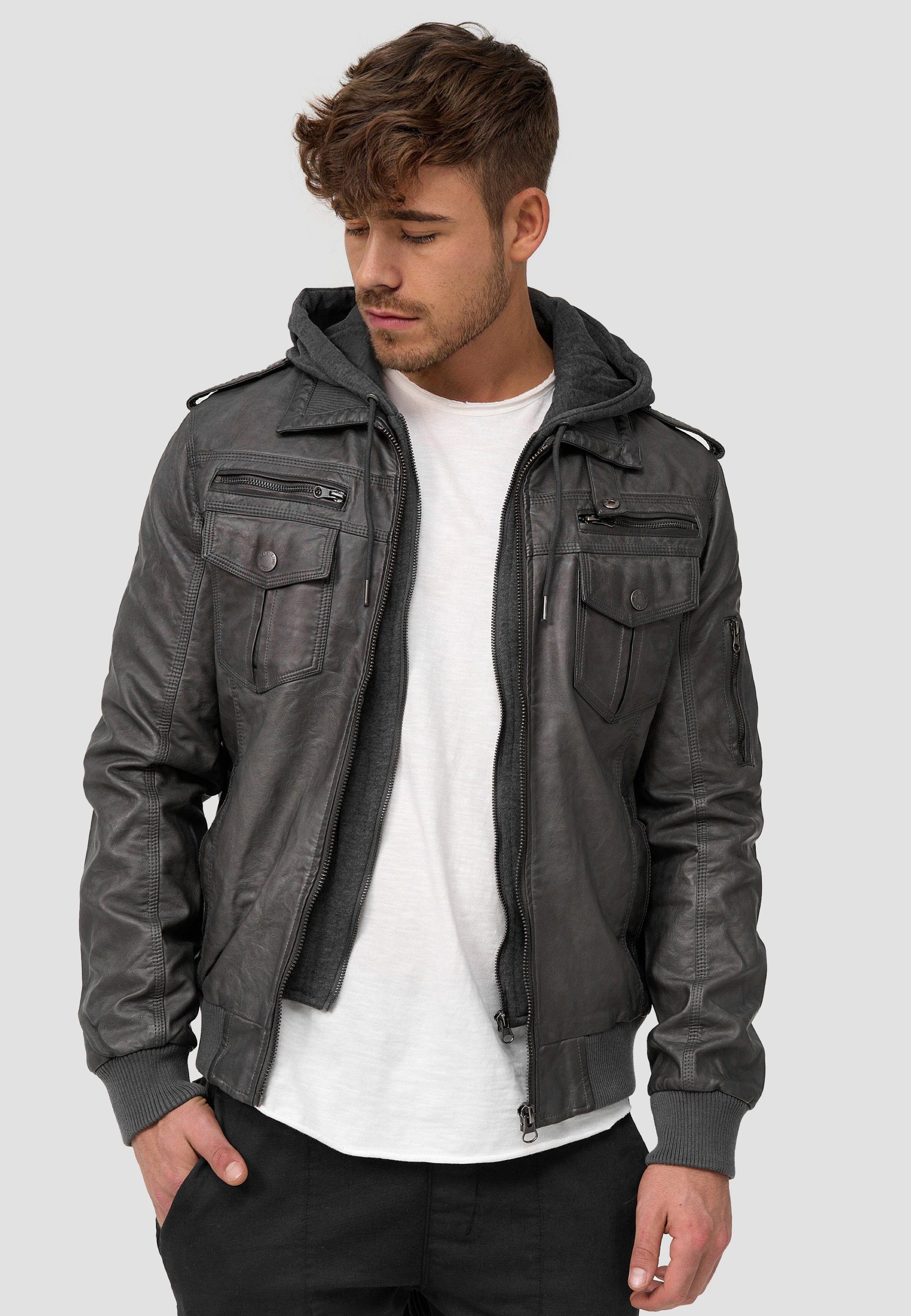 Aaron Lederimitatjacke Indicode Raven