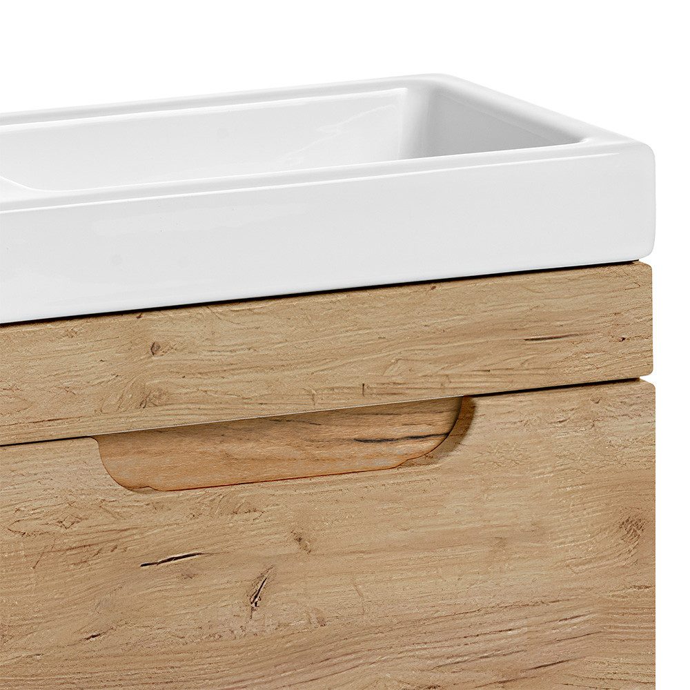 Lomadox Waschbeckenschrank LUTON-56-CRAFT Badezimmerschrank Gäste WC inkl. Waschbecken B/H/T 40/66/22 cm modern