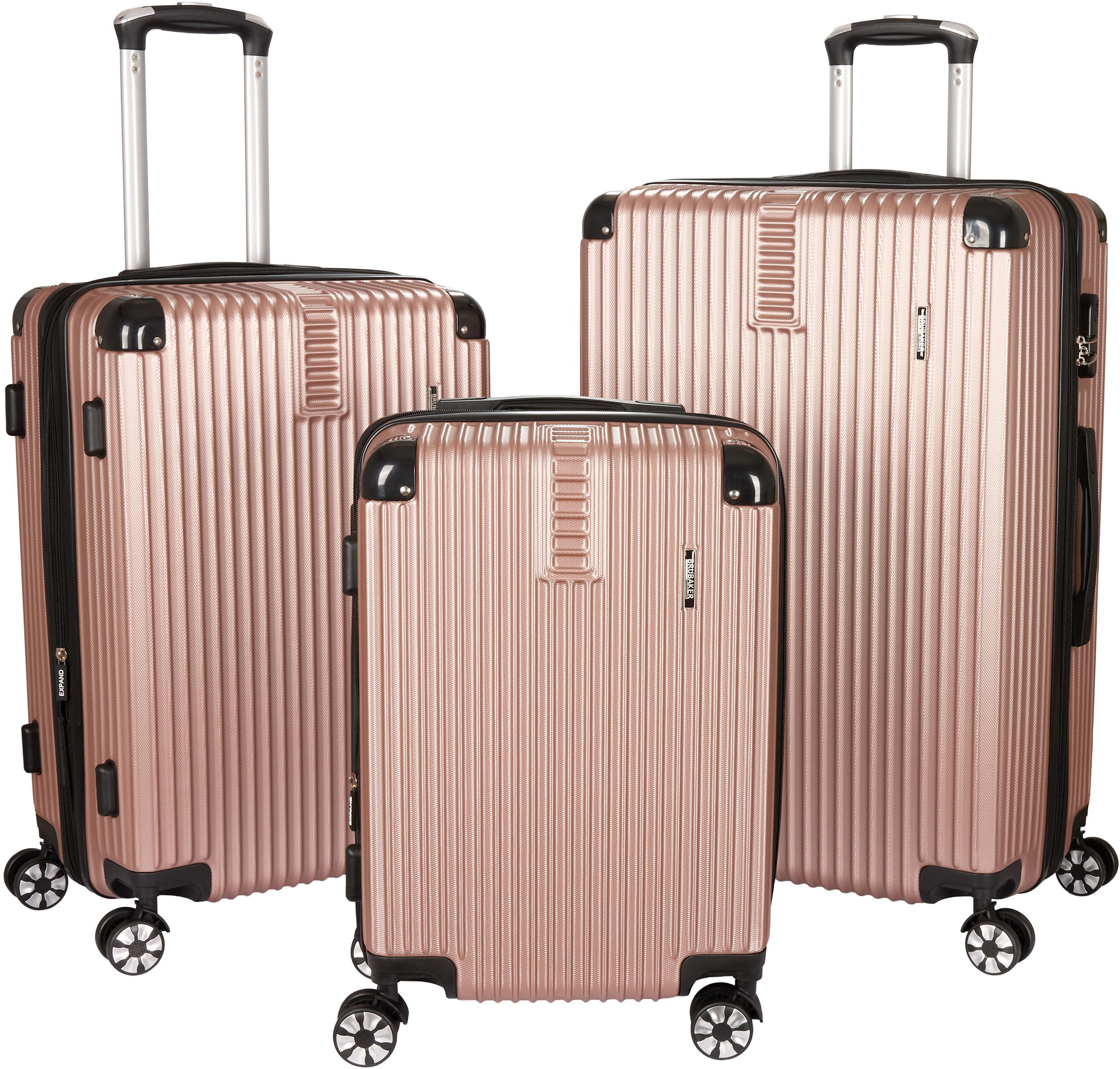 BRUBAKER Kofferset London - Reisekoffer Set inklusive Handgepäck - Hartschalen Koffer, 4 Rollen, (ABS Trolleys (M, L, XL), 3 tlg., Boardcase), mit Zahlenschloss, 4 Rollen und Komfort Tragegriffen