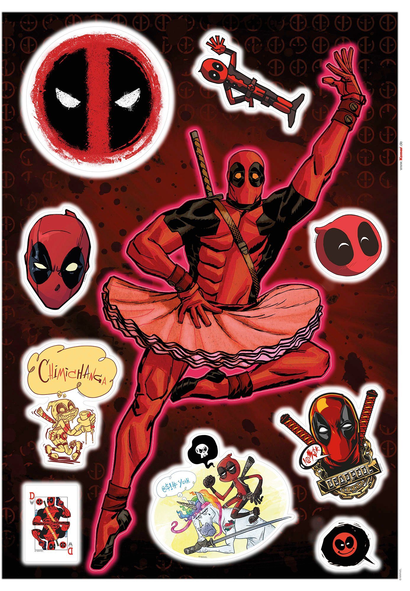 50x70 (10 (Breite Komar Höhe), Wandtattoo Wandtattoo cm selbstklebendes Deadpool x Derppool St),