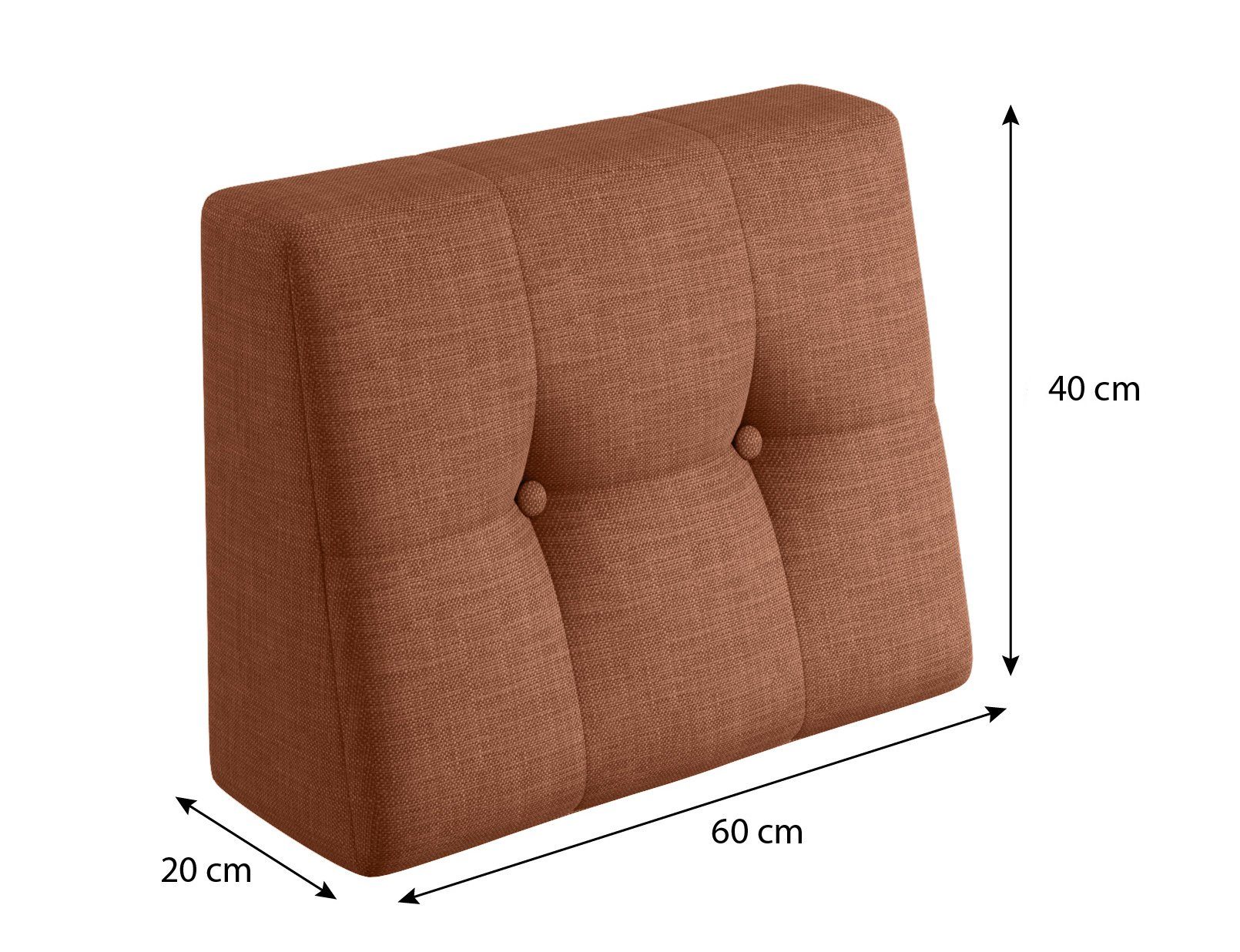 sunnypillow Rückenkissen Palettenkissen gesteppt Seitenkissen 60x40x20/10cm, Orange