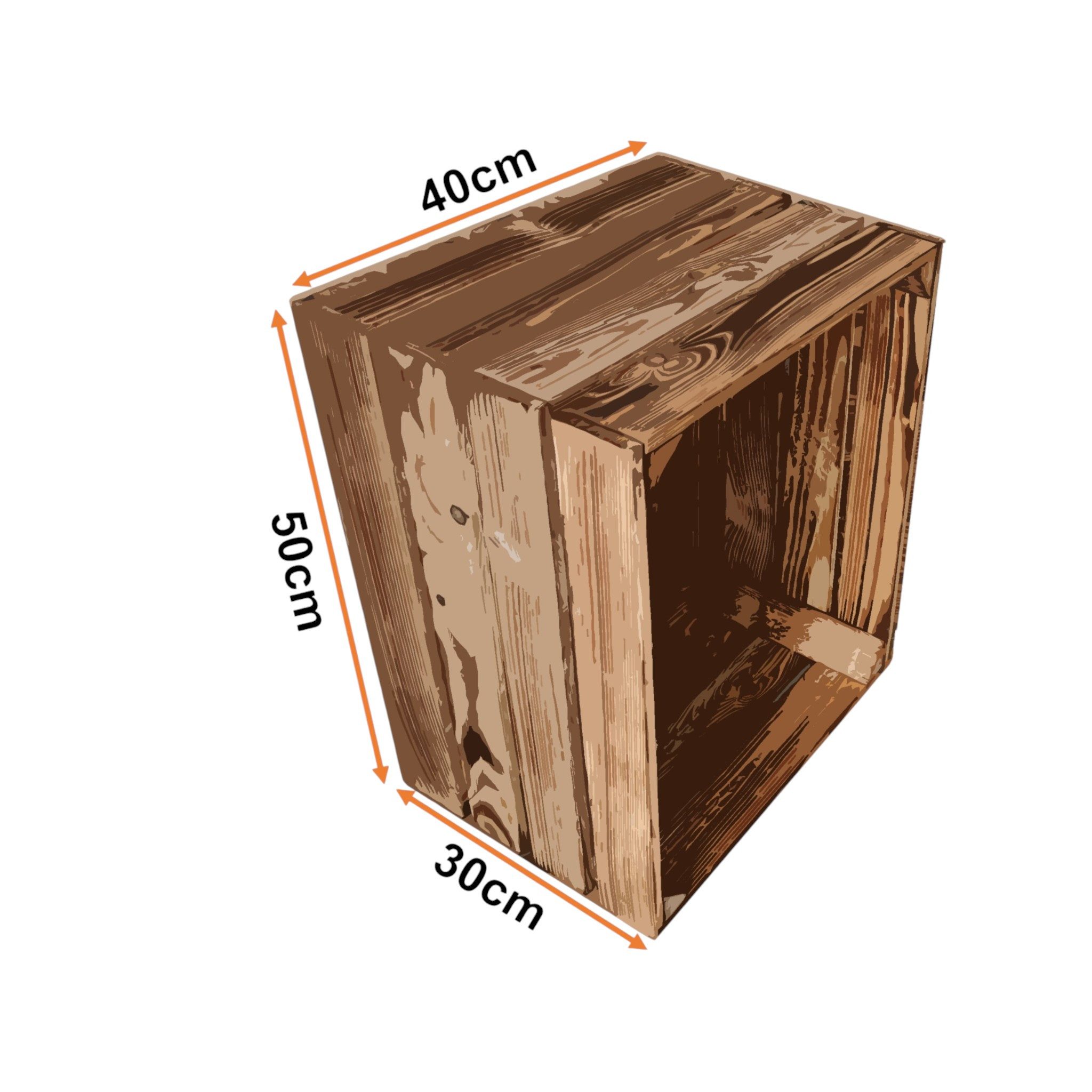 Teramico Holzkiste Obstkisten 6er Set Vintage Geflammt 50 x 40 x 30cm, Vintage Obstkiste