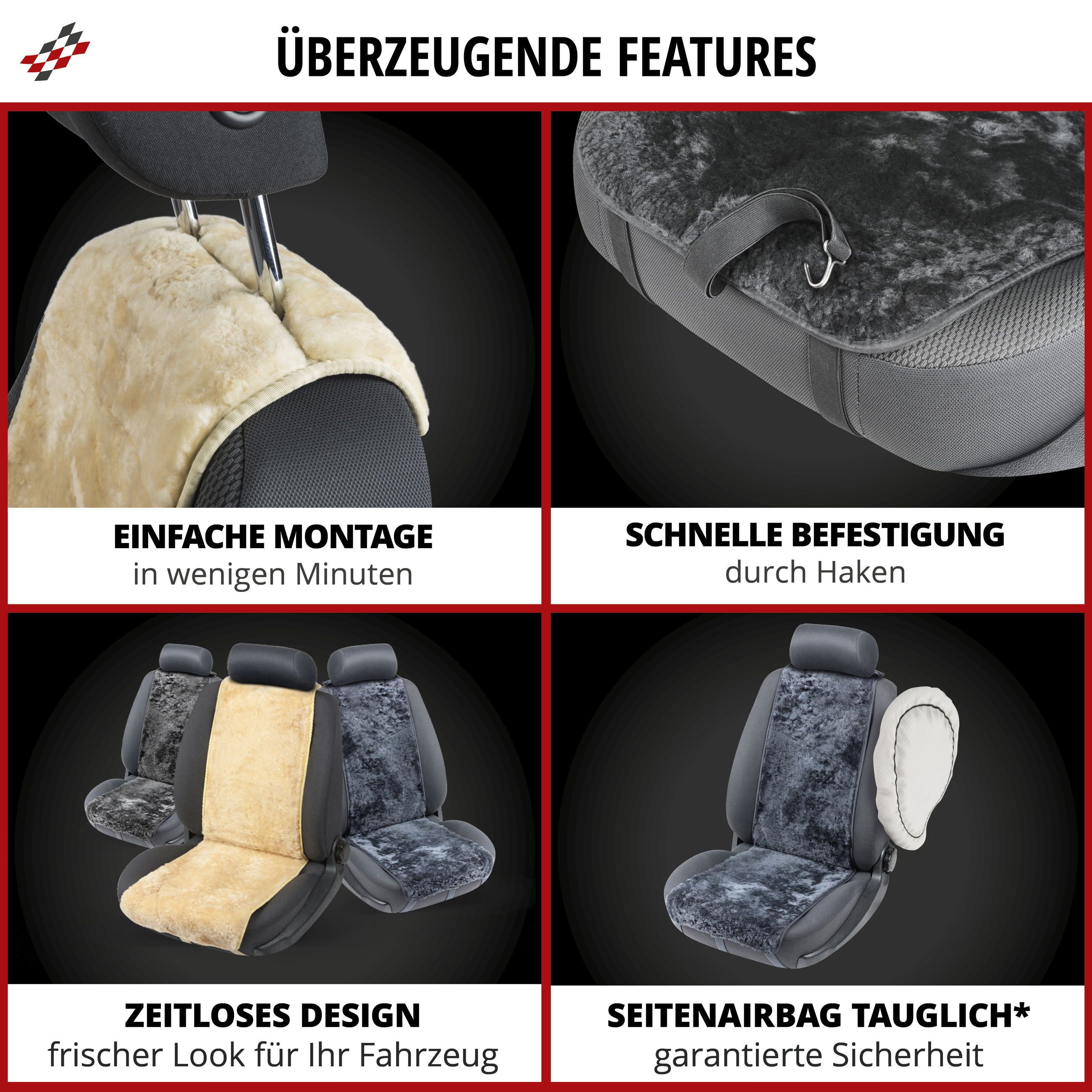 CarComfort Car Seat Cover Lambskin Cosmo, 1 piece, 1-piece.