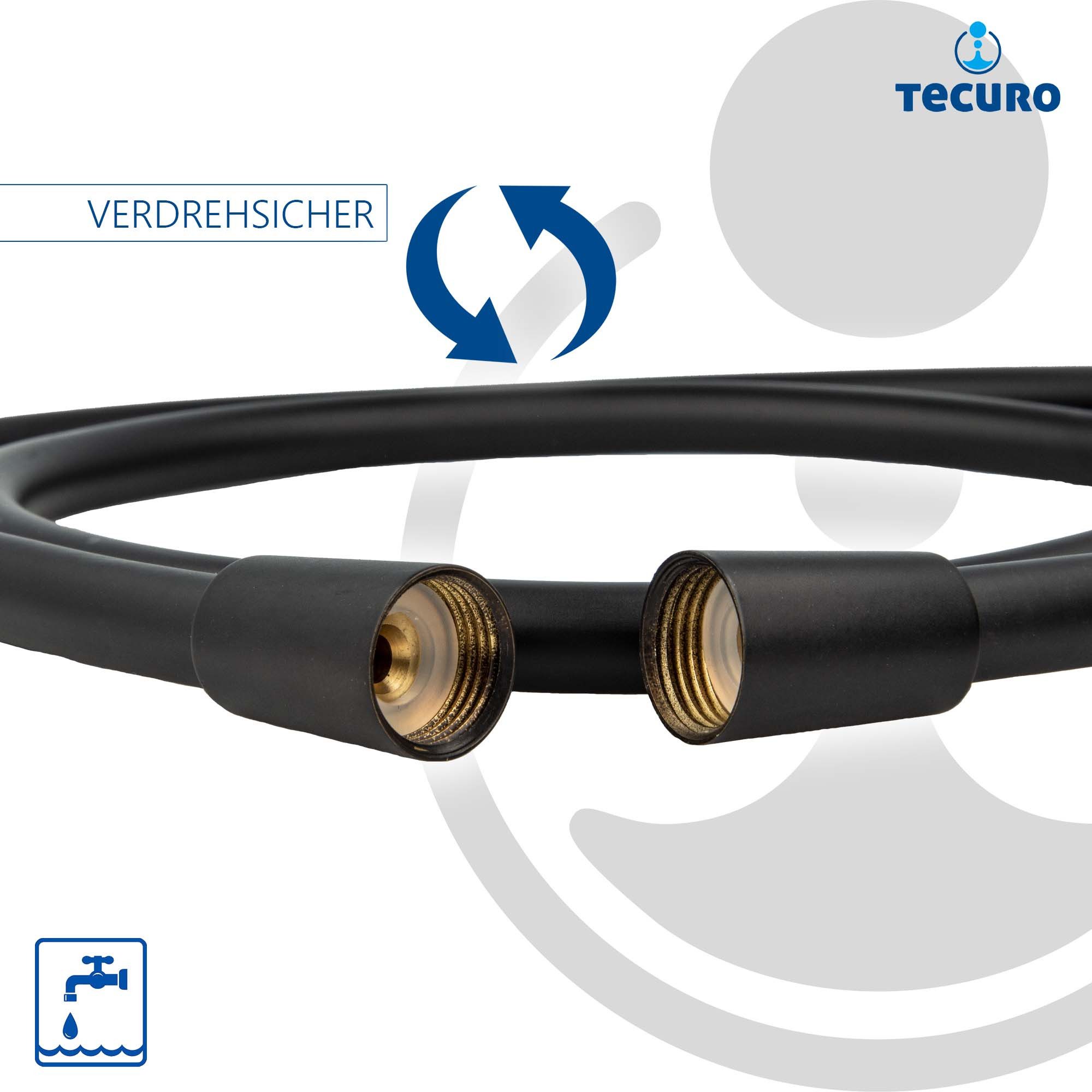 tecuro Brauseschlauch PREMIUM Brauseschlauch Duschschlauch - matt schwarz
