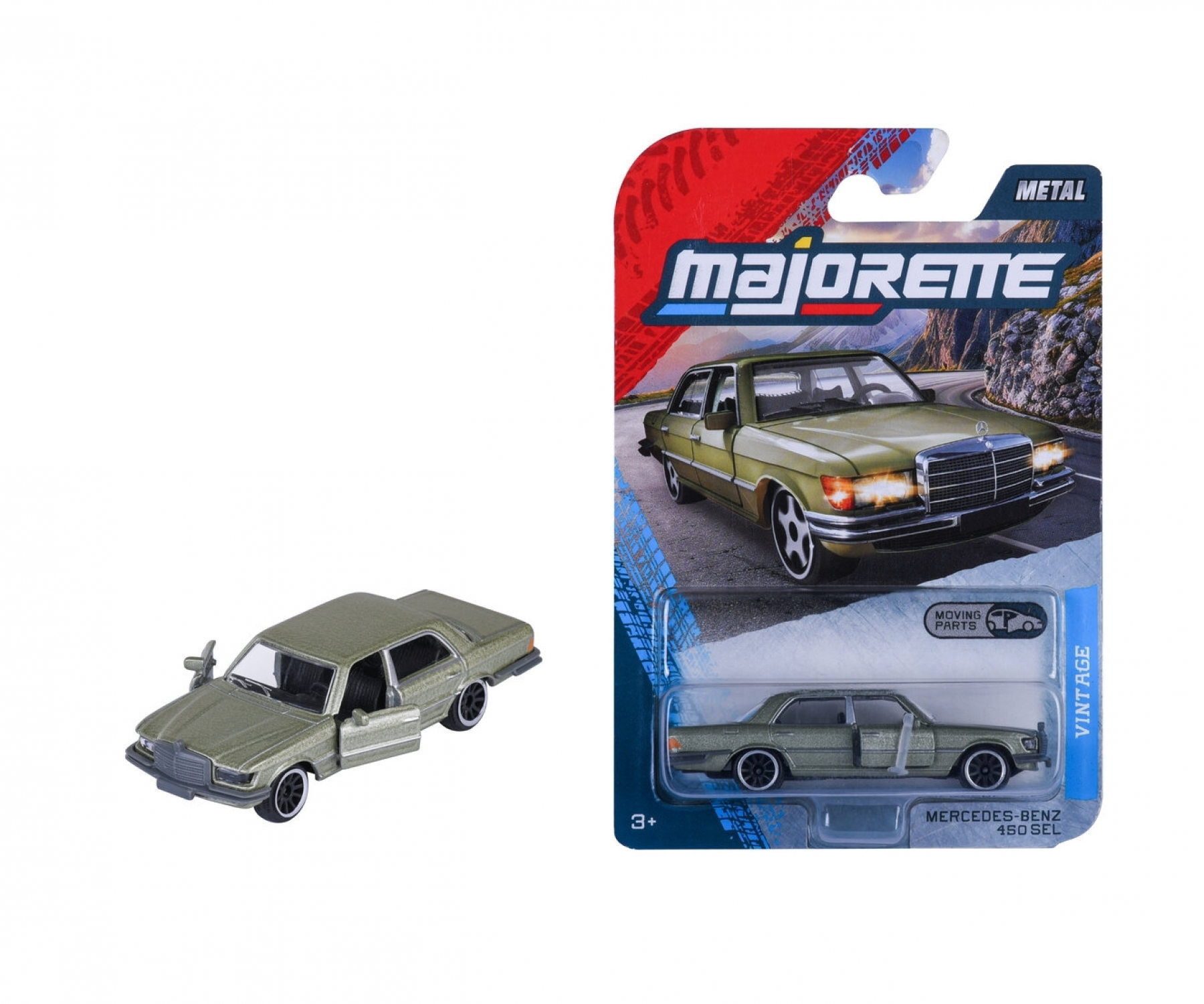 majORETTE Spielzeug-Auto Spielzeugauto Vintage Mercedes-Benz 450 SEL grün 7,5 cm 8502000001Q02