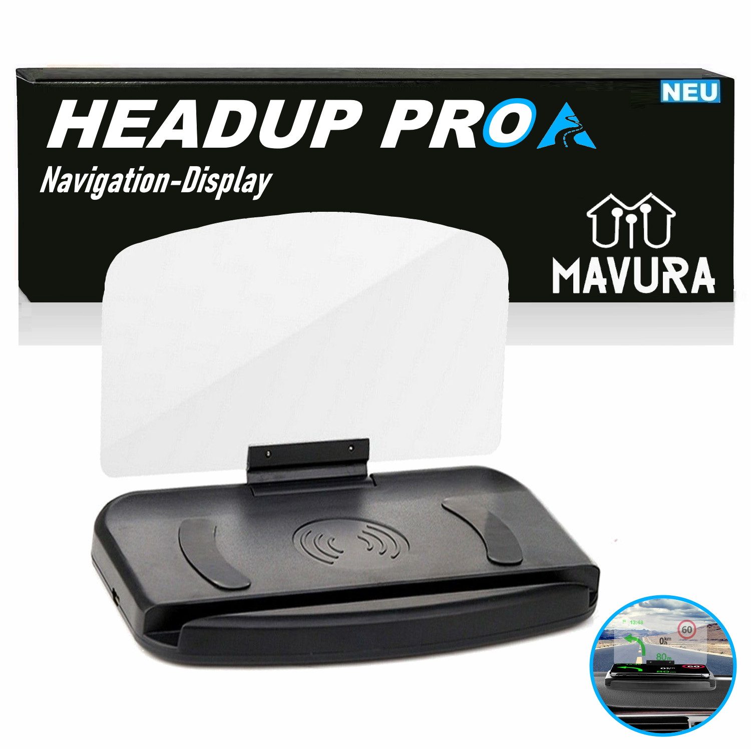 MAVURA Head Up Display HEADUP PRO Head Up Навигация Display PKW Smartphone HUD, Halter Stand Handy Projektor Auto KFZ GPS OBD