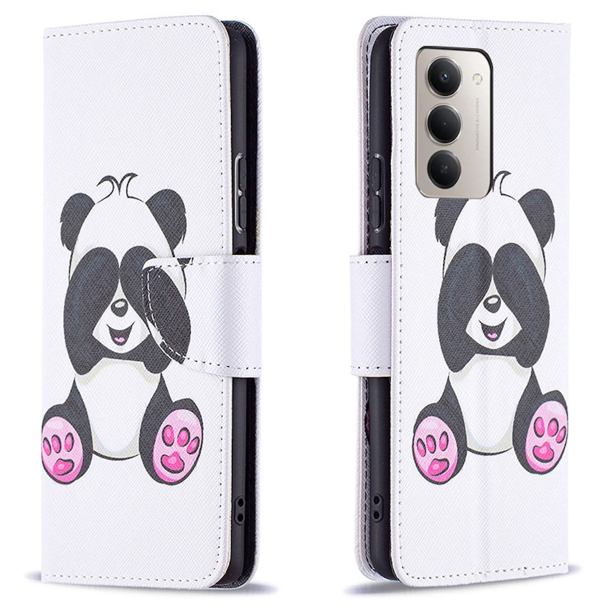 Wigento Smartphone-Hülle Für Xiaomi Redmi 15 5G Kunstleder Book Wallet Motiv Tasche Hülle, Kunst-Leder Schutzhülle magnetischer Verschluss
