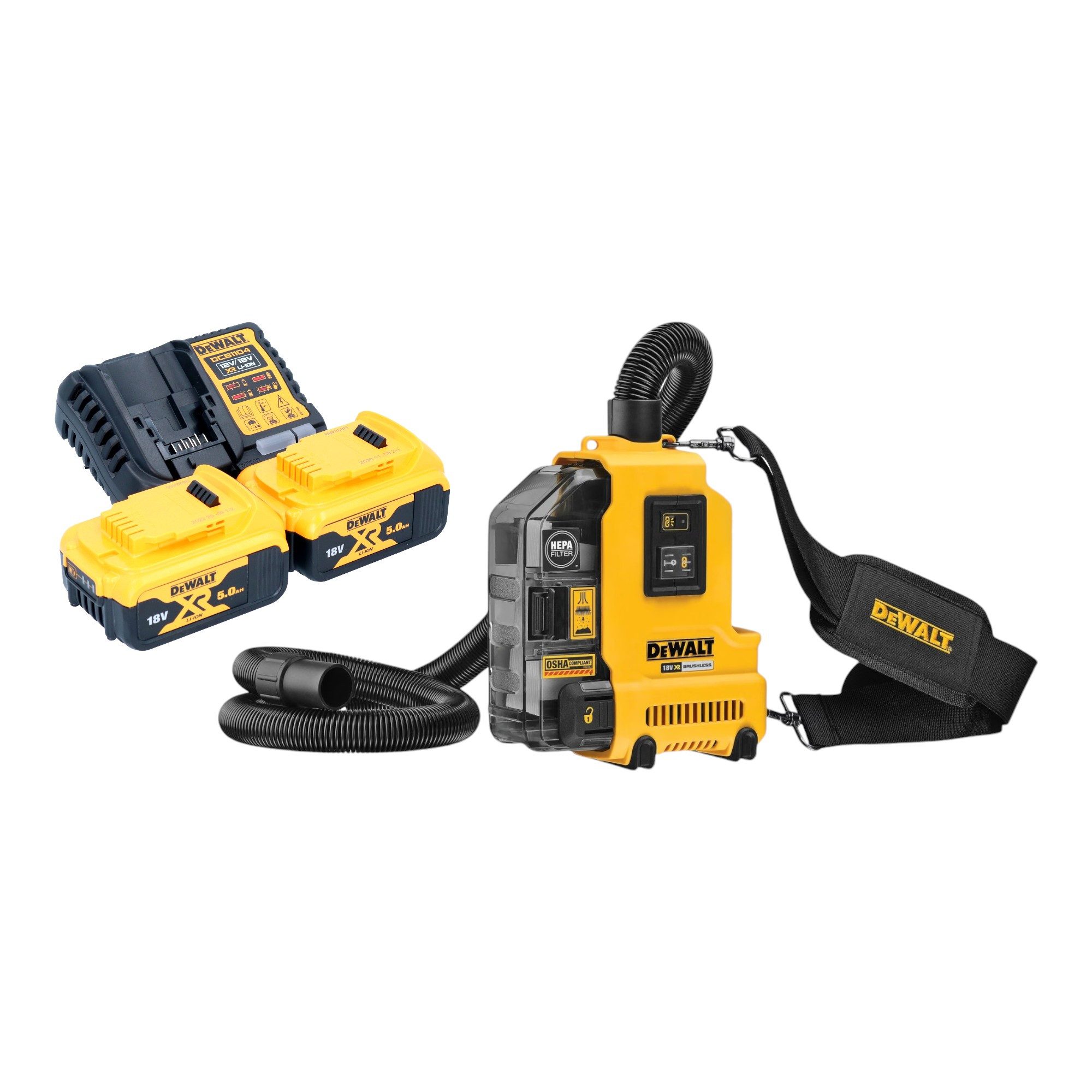 DeWalt Akku-Handstaubsauger DWH 161 P2 18 V 0,21 l Brushless + 2x Akku 5,0 Ah + Ladegerät