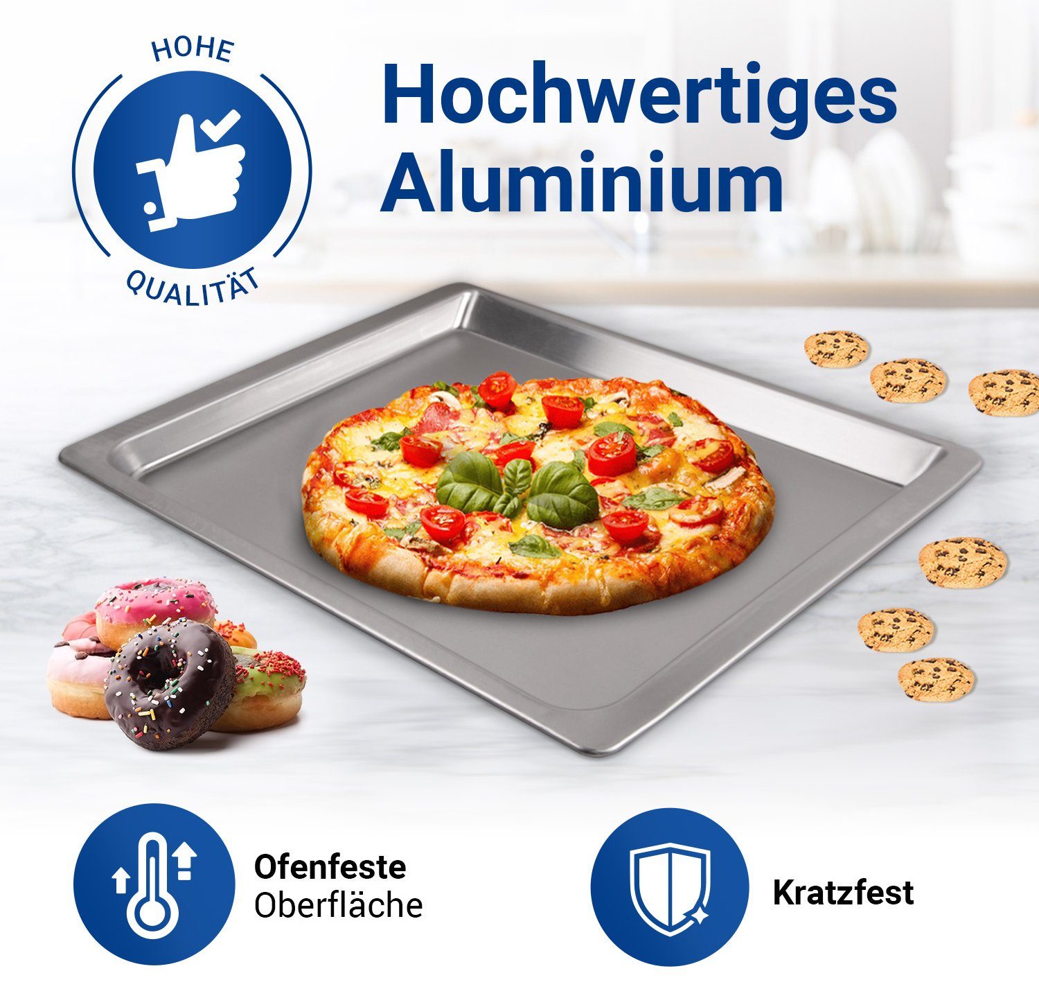 Constructa Backblech Fettpfanne 00438155, Aluminium, 465 x 375 x 25 mm für Backofen Herd