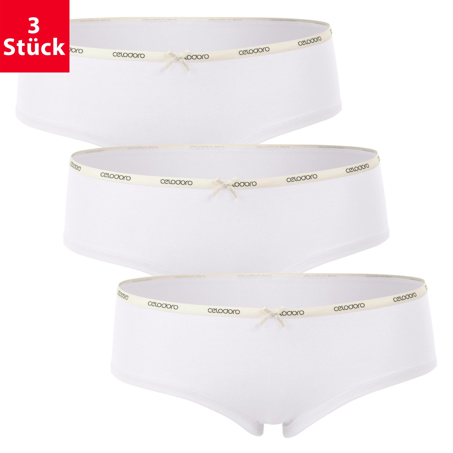 celodoro Panty Damen Panties Lady (3er Pack) Hipster mit Webgummi