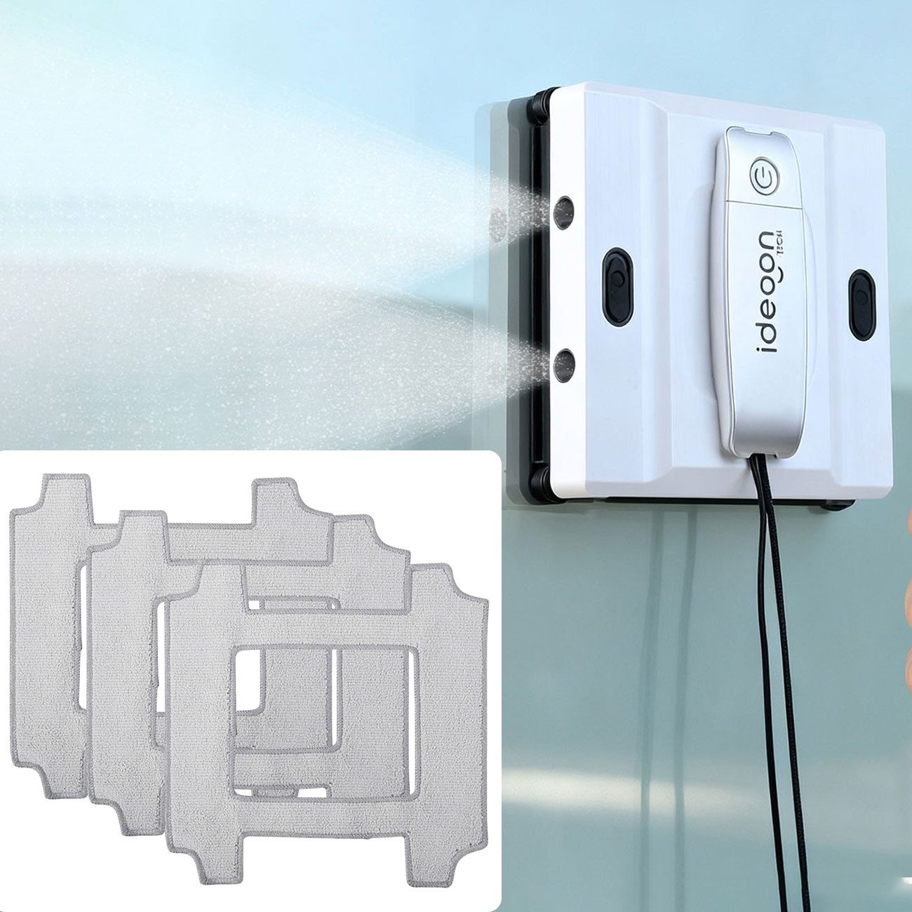 shop'n smile ideoon Fensterputzroboter 3er-Set Mikrofaser-Pads, Ersatzpads für Fensterputz-Roboter CH10859, (3-St., 3er-Set) 3x Mikrofaser-Ersatzpads: Waschbar, streifenfreie Reinigung & Polieren