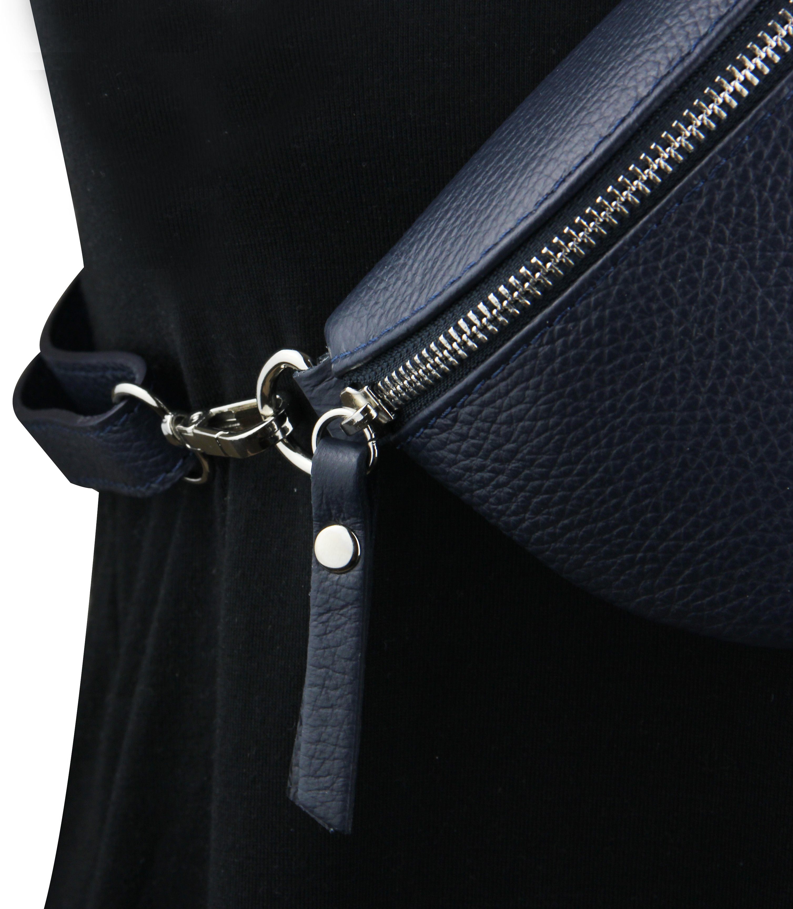 Frentree Umhängetasche Damen aus Echtleder, Made in Italy, Crossbody Schulter/Bauchtasche, mit silbernem Reißverschluss, verstellbarer Schulterriemen, Größe Min – Bild 4 von 5