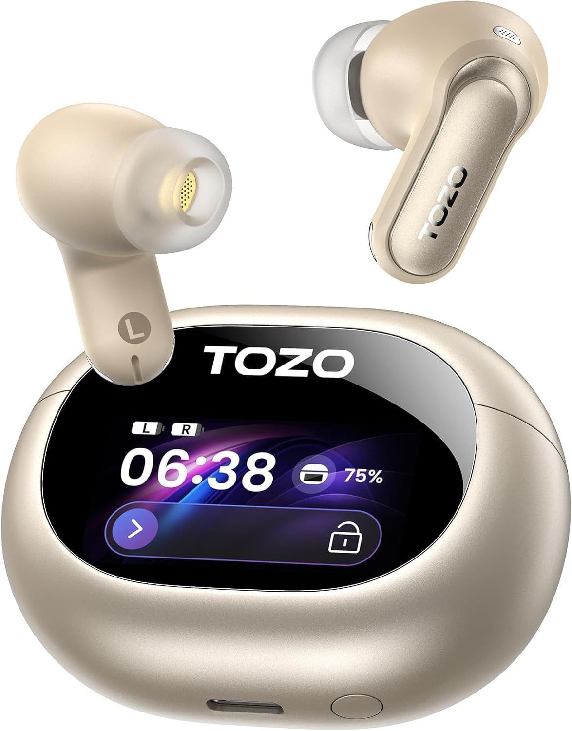 TOZO LDAC Bluetooth Kopfhörer mit ANC, 80H Akku, IPX8 In-Ear-Kopfhörer (Kabelloses Ladecase mit USB-C Schnellladung ermöglicht einfaches und schnelles Aufladen unterwegs oder zu Hause., Hi-Res Wireless Earbuds mit Noise Cancelling, Dual Pairing, App EQ)