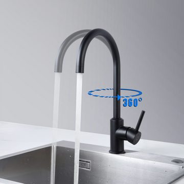 CECIPA Küchenarmatur Edelstahl Wasserhahn Küche 360° Schwenkbar (Einhand Spültischbatterie, 1-St., Hochdruck Spültischarmatur) Spülbecken Armatur Spültisch