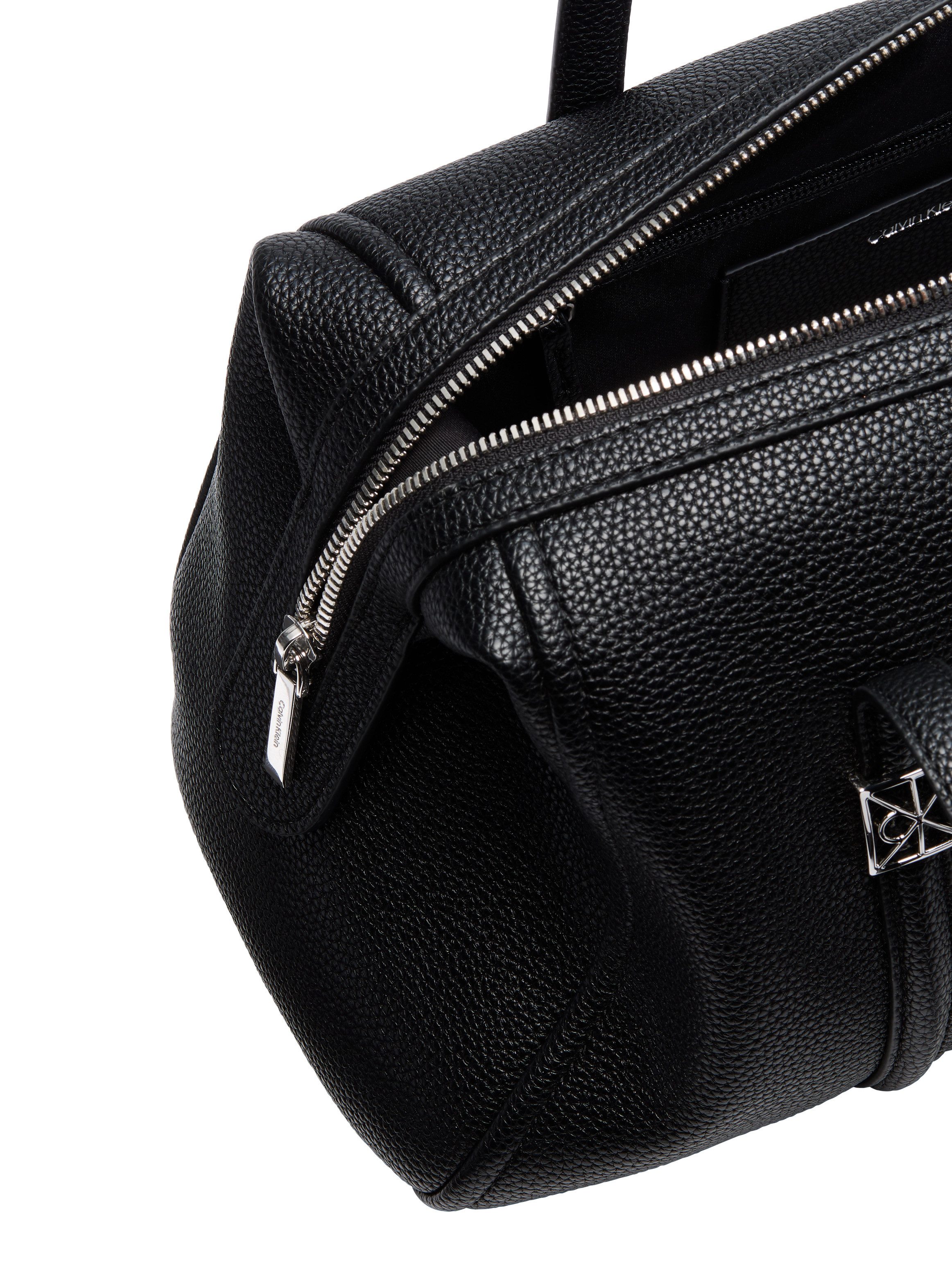 Calvin Klein Schultertasche EMBLEM HW PEBBLE DOCTOR SHOULDER, Damen Handtasche, Umhängetasche mit Reißverschluss