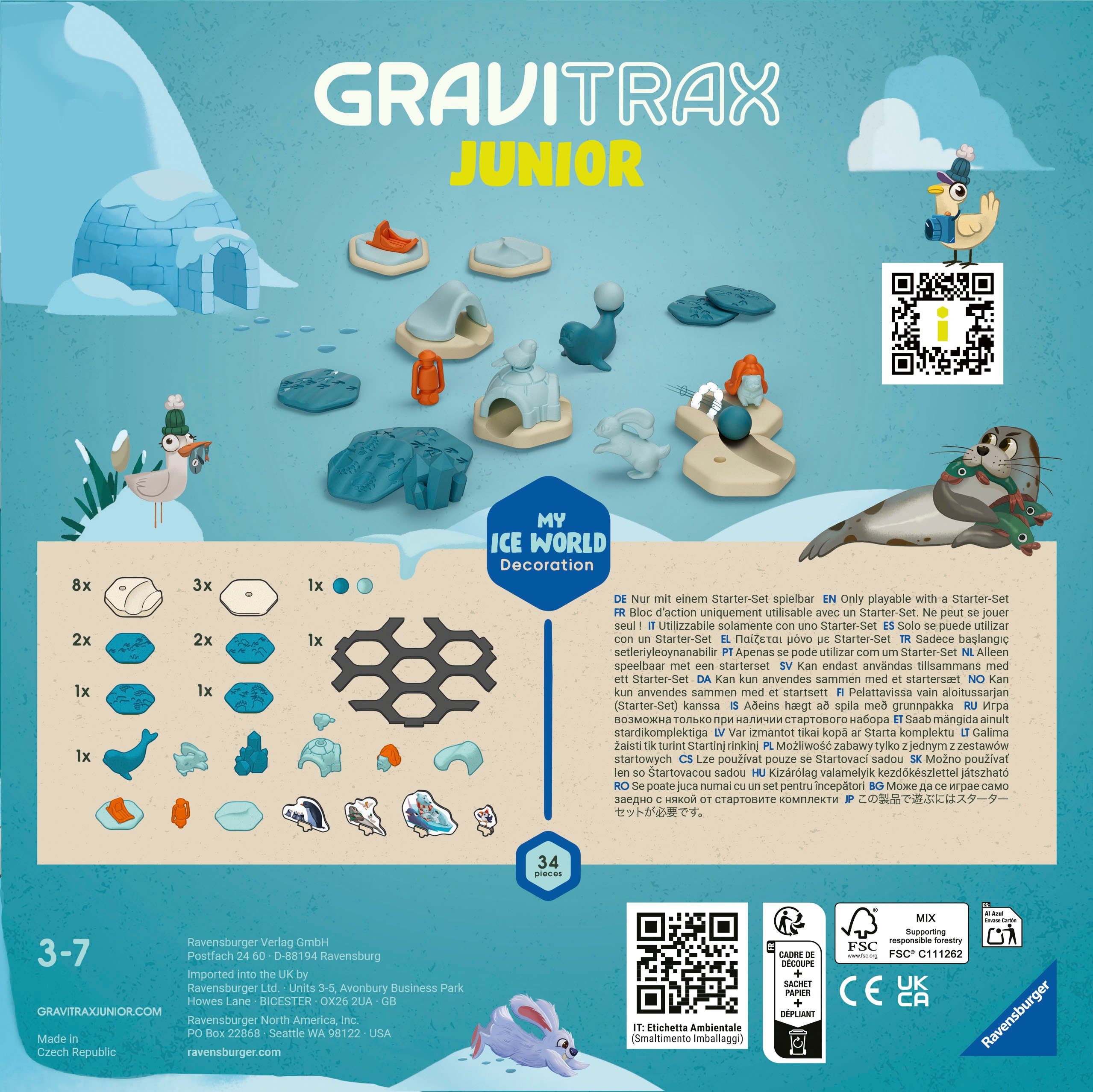 Ravensburger Kugelbahn-Bausatz GraviTrax Junior Extension My Iceworld Decoration, Made in Europe