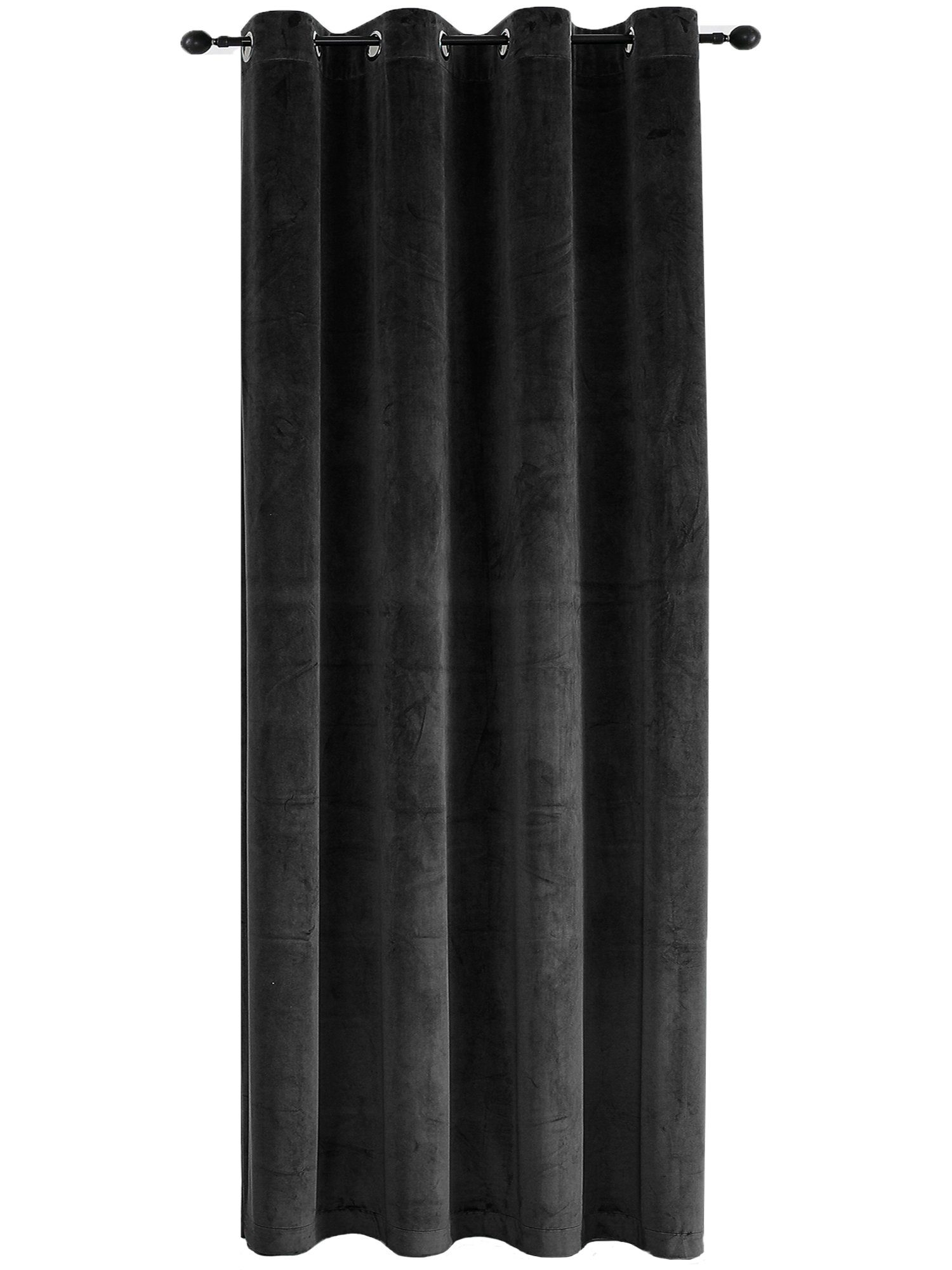 Gardine Vorhang Deko, Haus 140x245 Schwarz weich Verdunkelung (1 und blickdicht Ösen Samt Gardine, Ösen Polyester cm St)