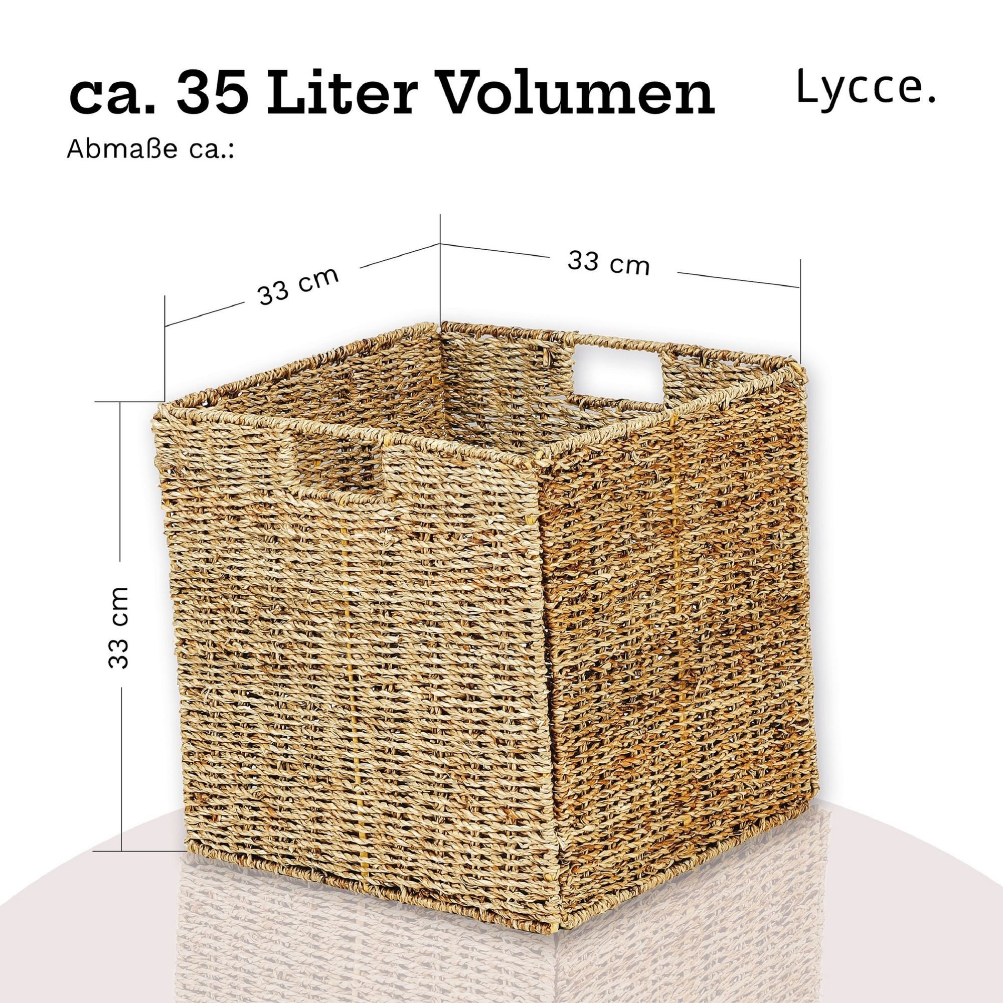 Lycce Regalkorb Kallax Einsatz Lake Aufbewahrungskorb Seegras schwarz 35 l, 33 x 33 x 33 cm