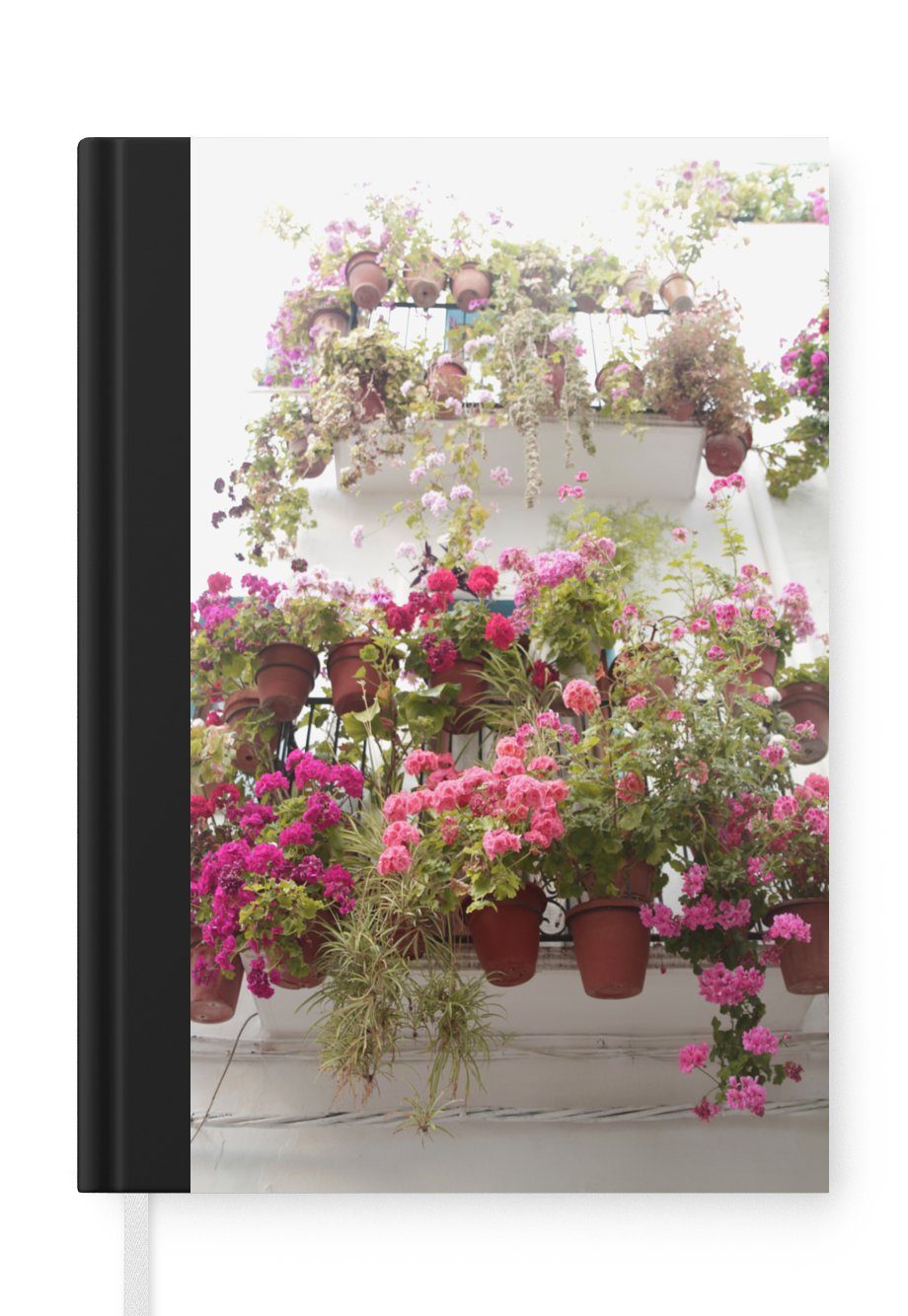 MuchoWow Notizbuch Geranienblüten auf einem Balkon, Journal, Merkzettel, Tagebuch, Notizheft, A5, 98 Seiten, Haushaltsbuch