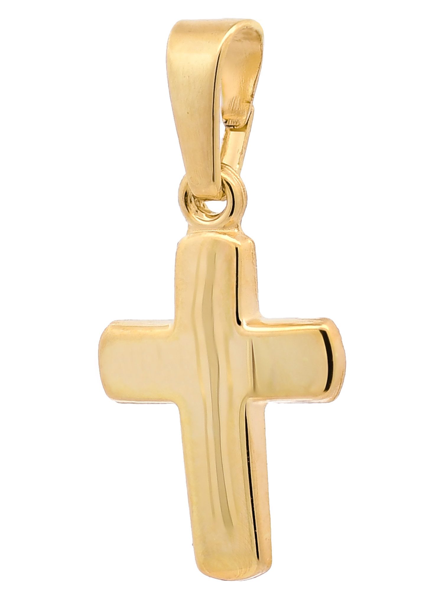HOPLO Kreuzanhänger Anhänger Kreuz 333-8 Karat Gold mit vergoldeter Silberkette 36 cm, Made in Germany