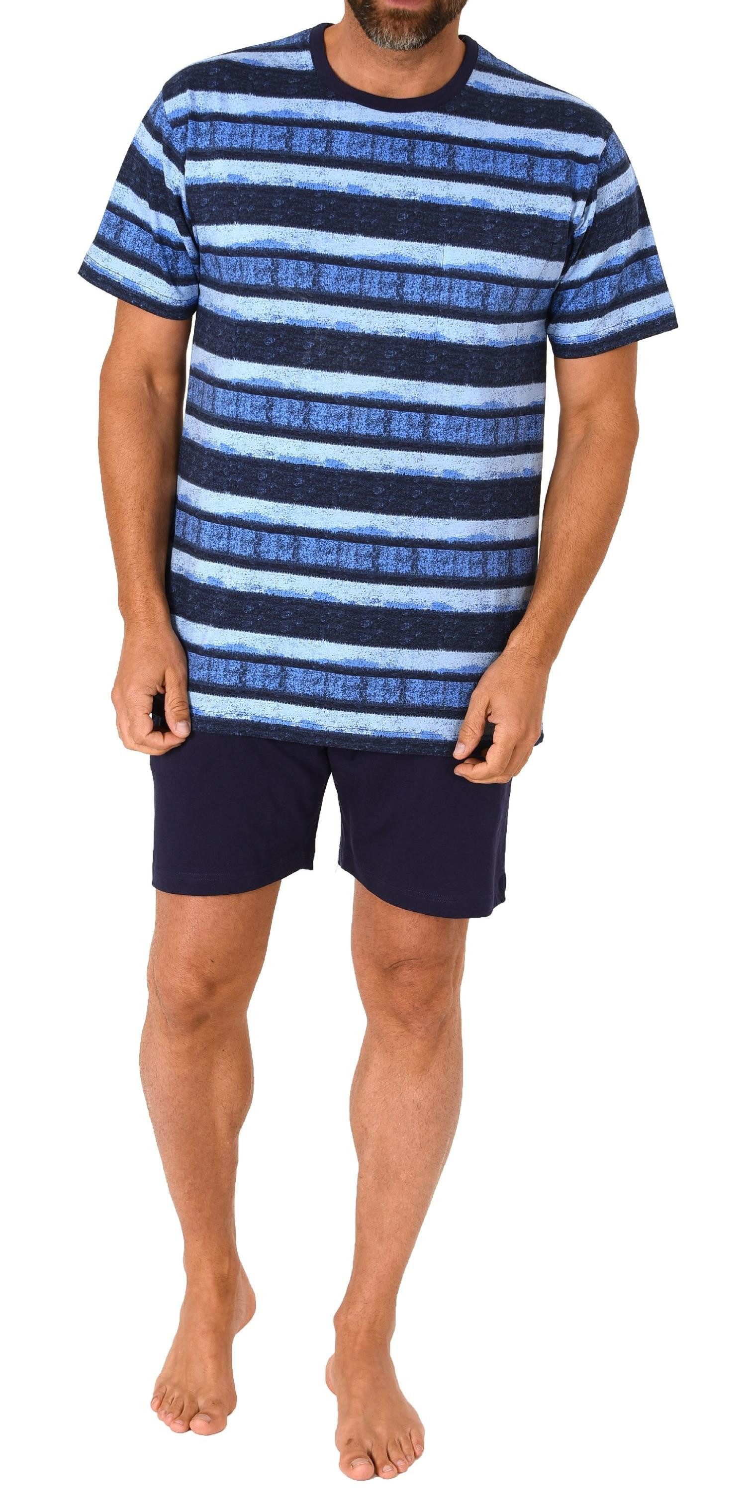 Normann Pyjama Herren kurzarm Schlafanzug Shorty in lässig anmutender Strei günstig online kaufen