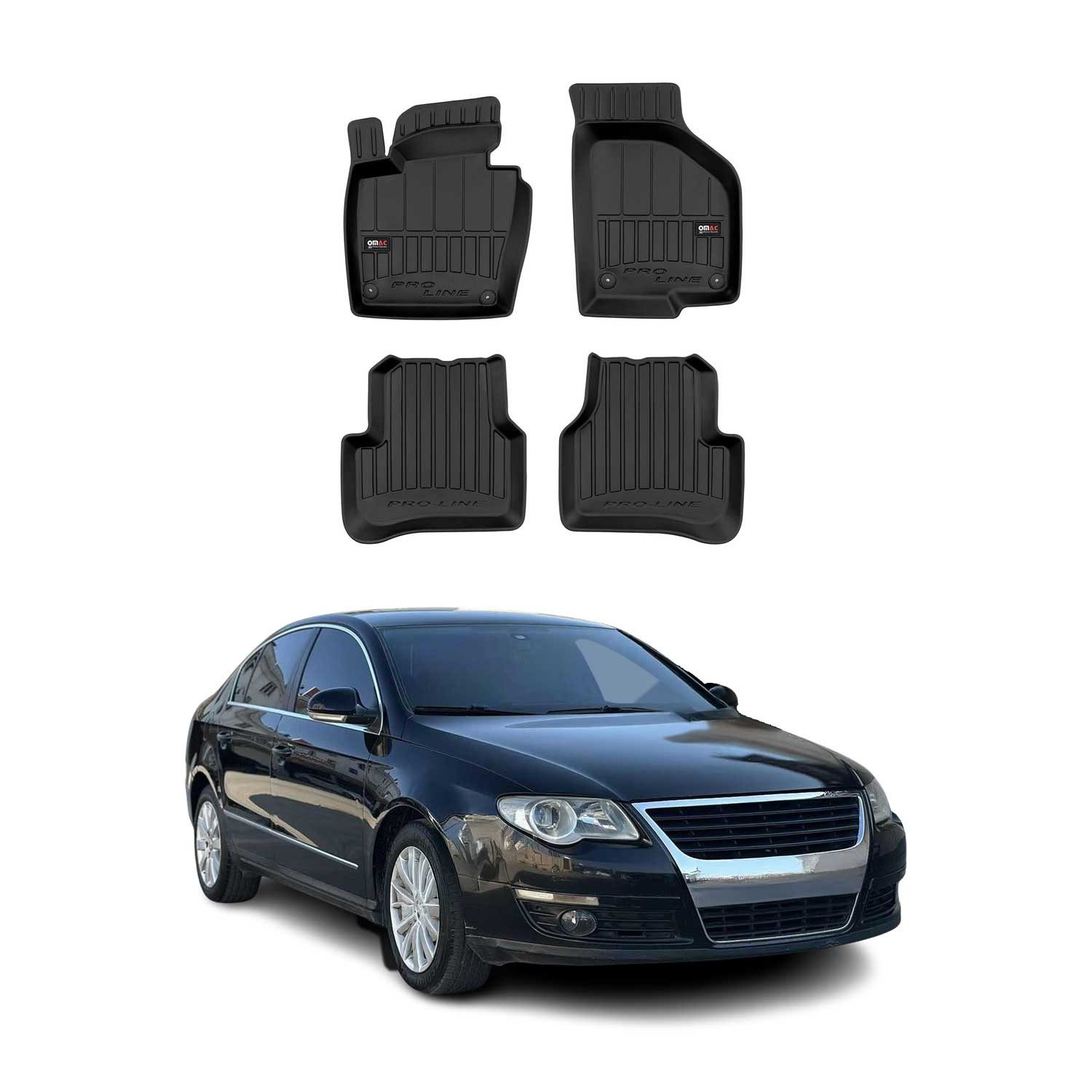 OMAC Auto-Fußmatten für VW Passat B6 2005-2010 Passform Premium 3D TPE (4 St), für VW Passat B6 2005-2010 VW Passat B6 2005-2010, Antirutsch,Wasserfest,Einfache Installation