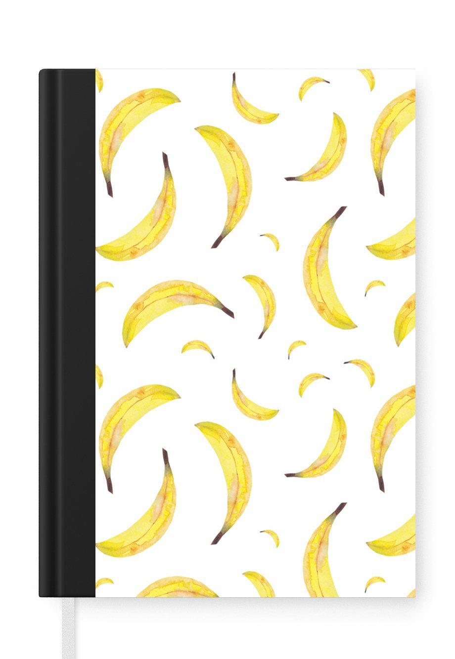 MuchoWow Notizbuch Bananen - Obst - Gelb, Journal, Merkzettel, Tagebuch, Notizheft, A5, 98 Seiten, Haushaltsbuch