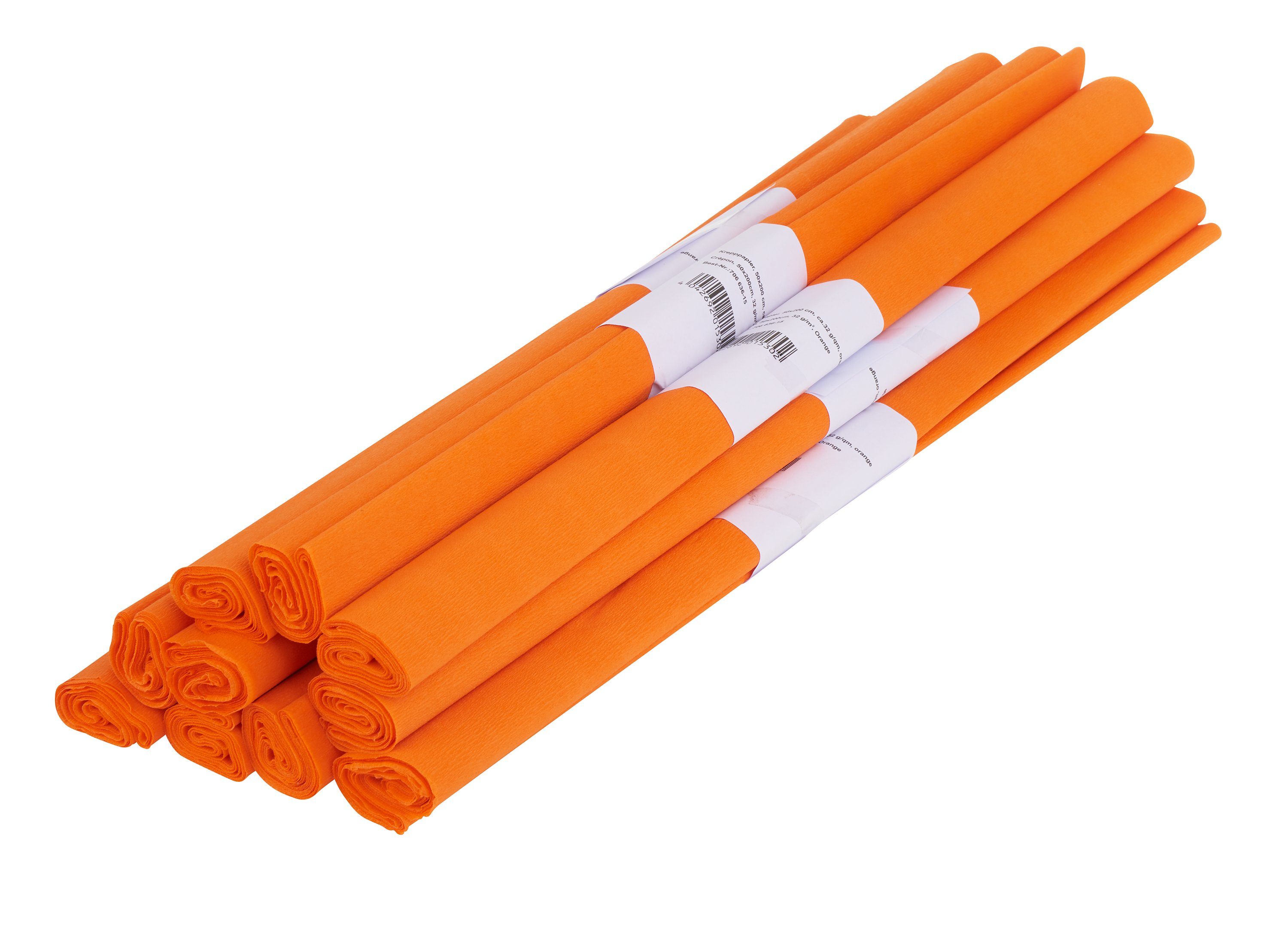 VBS Feinpapier Krepppapier Farbenfroh 50 x 200 cm, 10 Rollen Orange | Papier