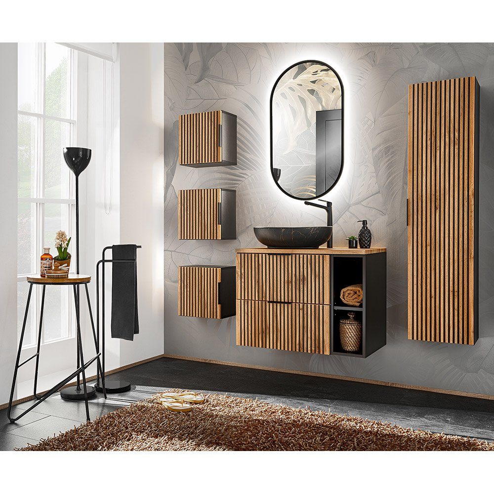 Lomadox Badmöbel-Set XANTEN-56, (Spar-Set, 6-St), anthrazit, günstig online kaufen