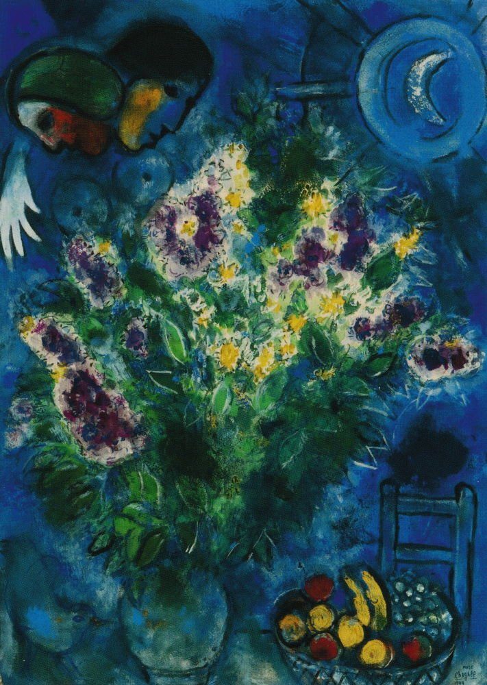 Postkarte Kunstkarte Marc Chagall "Die Levkojen"