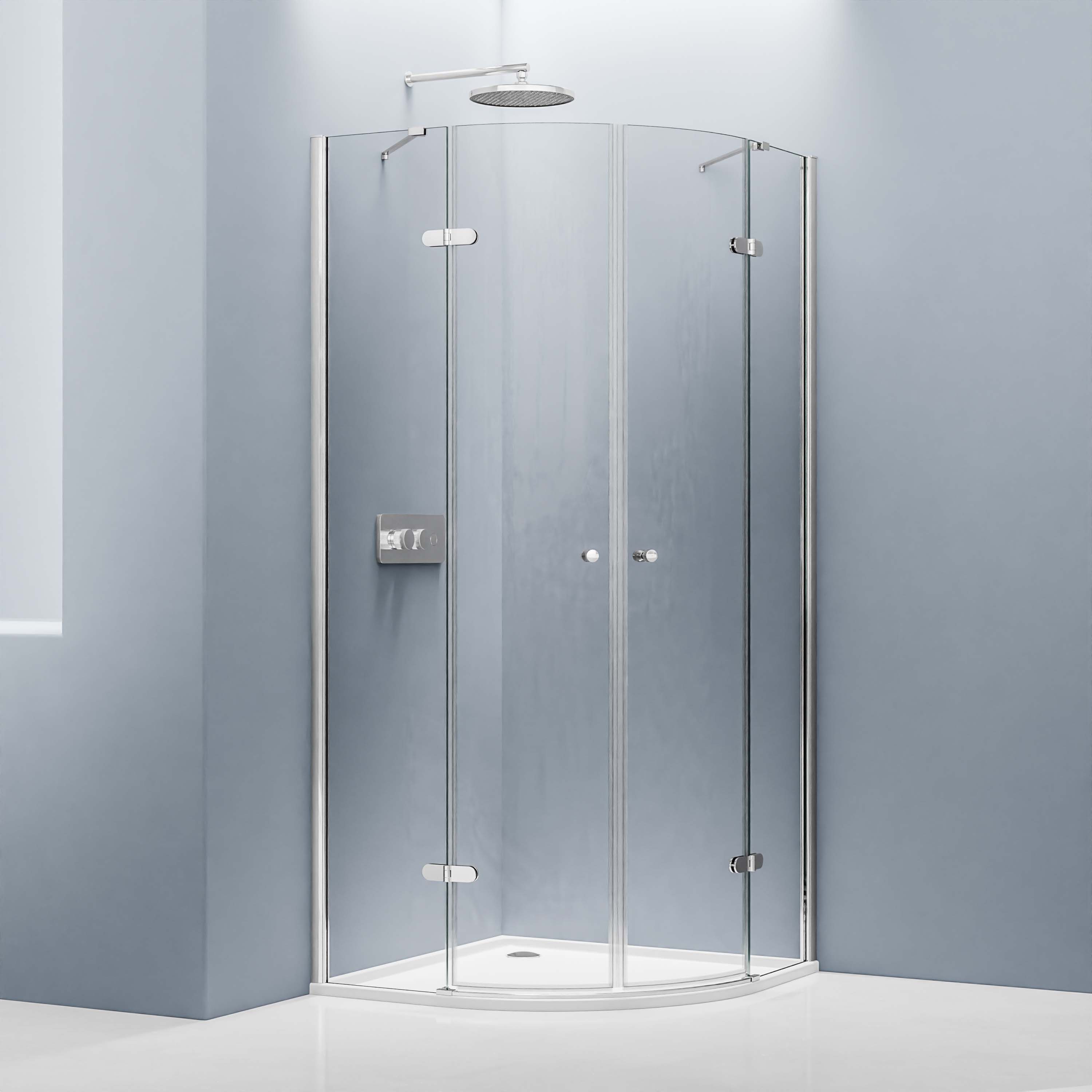 Bernstein Runddusche EX406 90x90 cm, BxT: 90x90 cm, ESG Sicherheitsglas 8mm, Runddusche Viertelkreis Echtglas 8mm Nano Chrom