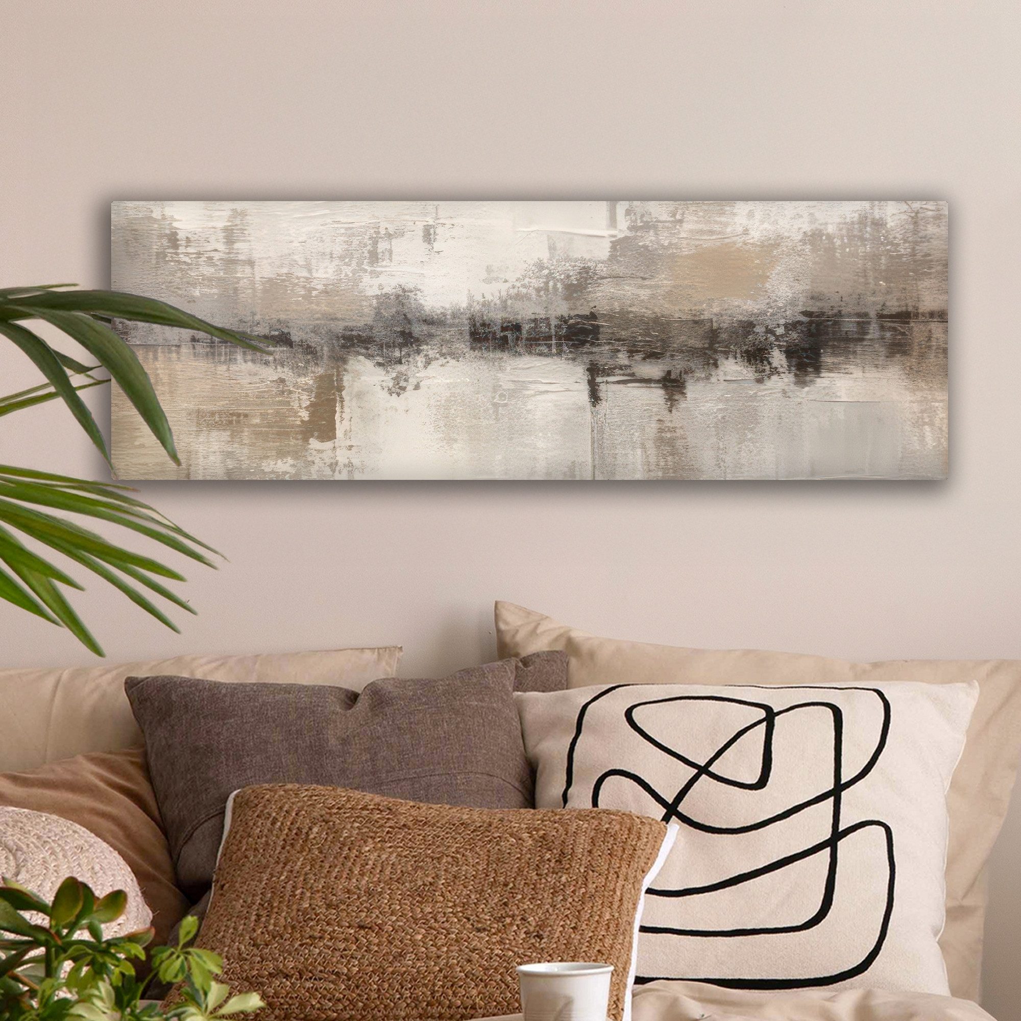 OneMillionCanvasses® Leinwandbild Panorama Moderne Kunst - Abstrakt - Beige günstig online kaufen