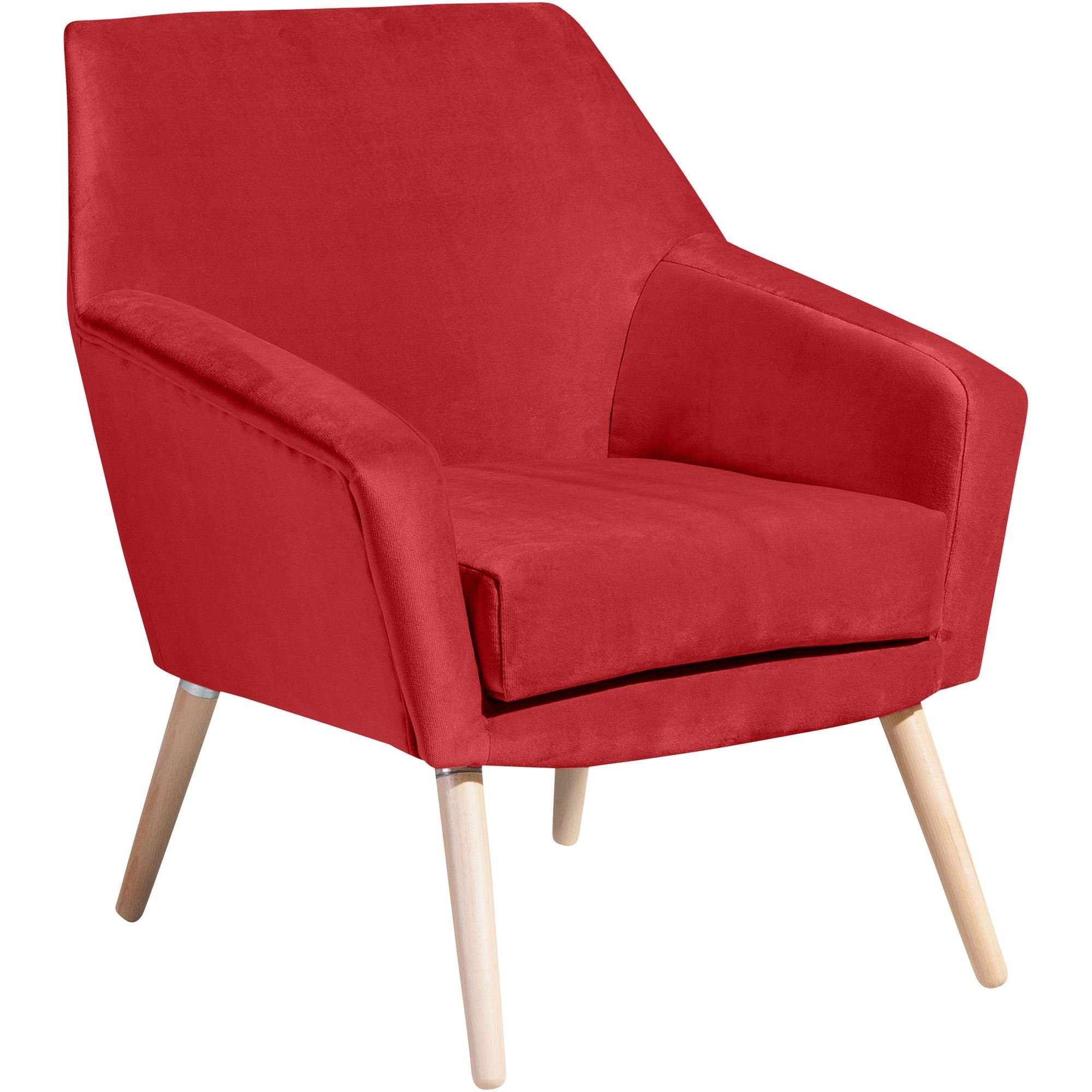 Buche (Sparpreis Samtvelour Kachka Versand, aufm rot 58 Sessel 21056 verarbeitet,bequemer 1-St), Bezug Kessel hochwertig / natur Kostenlosem Sitz inkl. Sessel