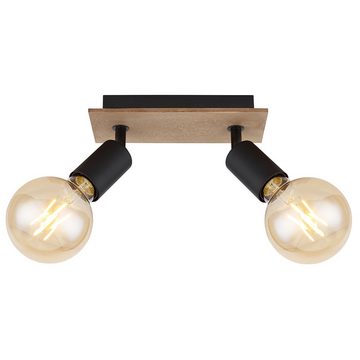etc-shop LED Deckenspot, Leuchtmittel nicht inklusive, Deckenleuchte Lampe Spot Holzlampe 2 Flammig