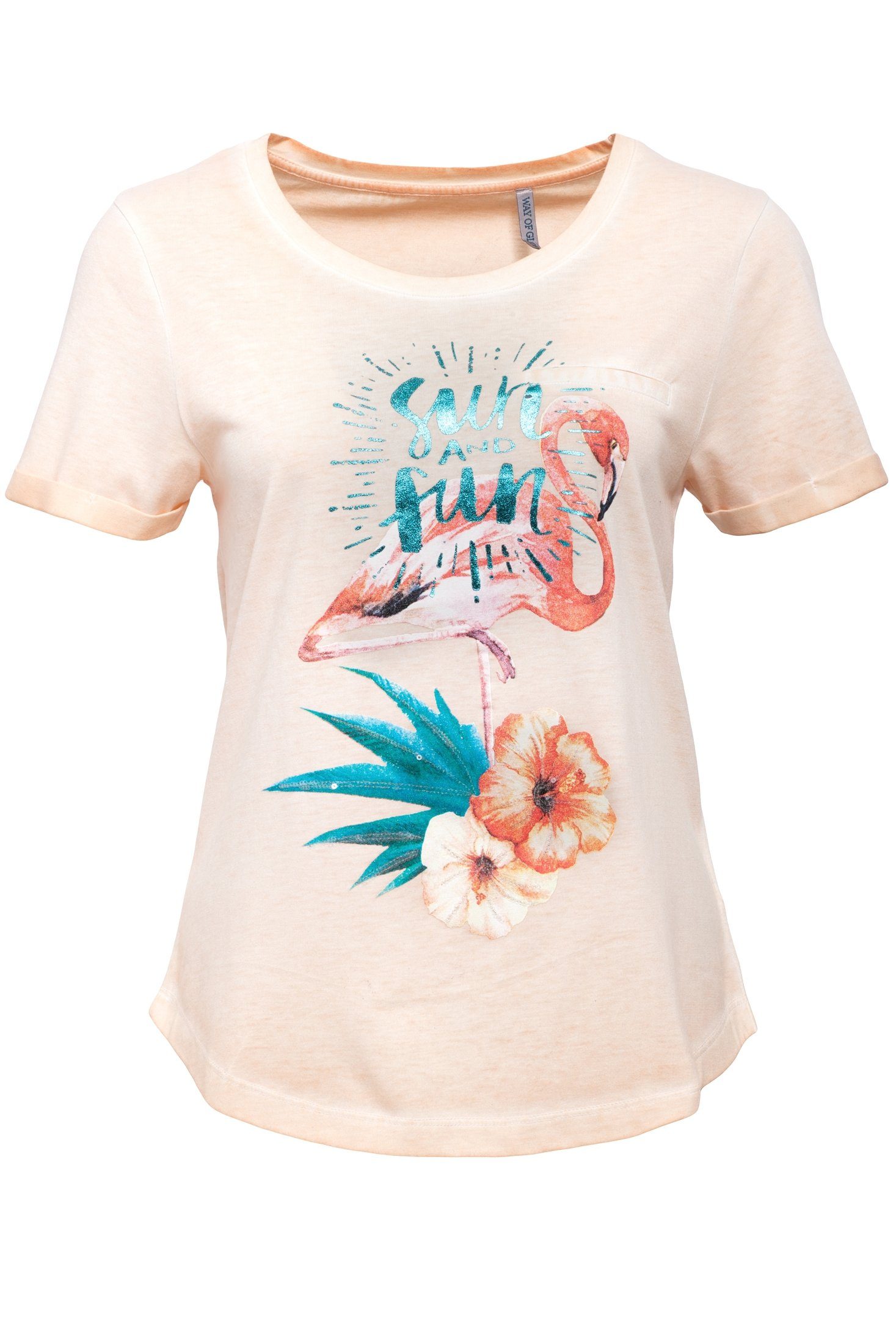 & of Flamingoprint Way T-Shirt Glory Pailletten