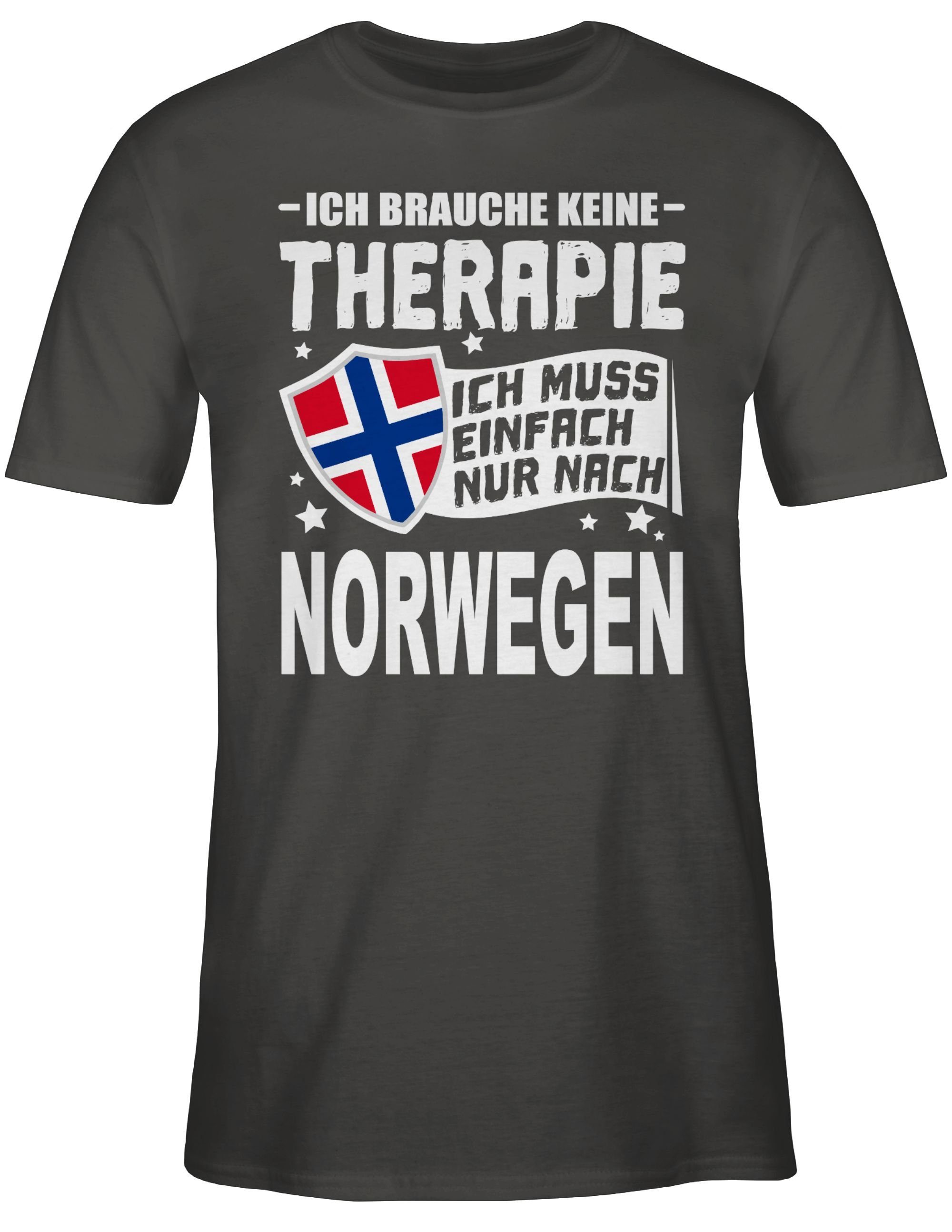 T-Shirt muss Dunkelgrau brauche Länder Ich nur Therapie - einfach keine Wappen 2 nach Ich Shirtracer Norwegen weiß